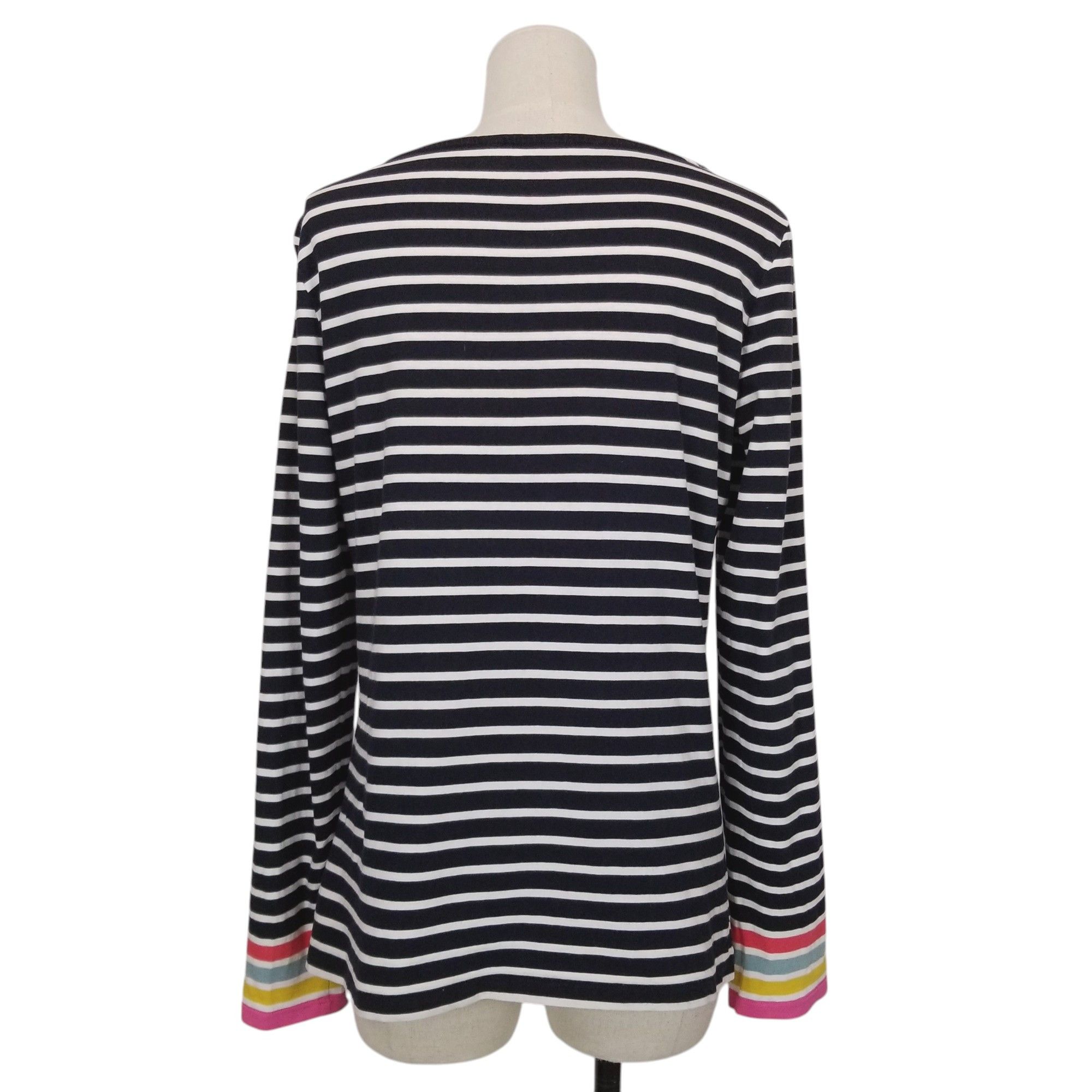 Boden Striped Long Sleeve Tee Ranbow Cuffs Size M / US 6-8 / IT 42-44 - 3 Thumbnail