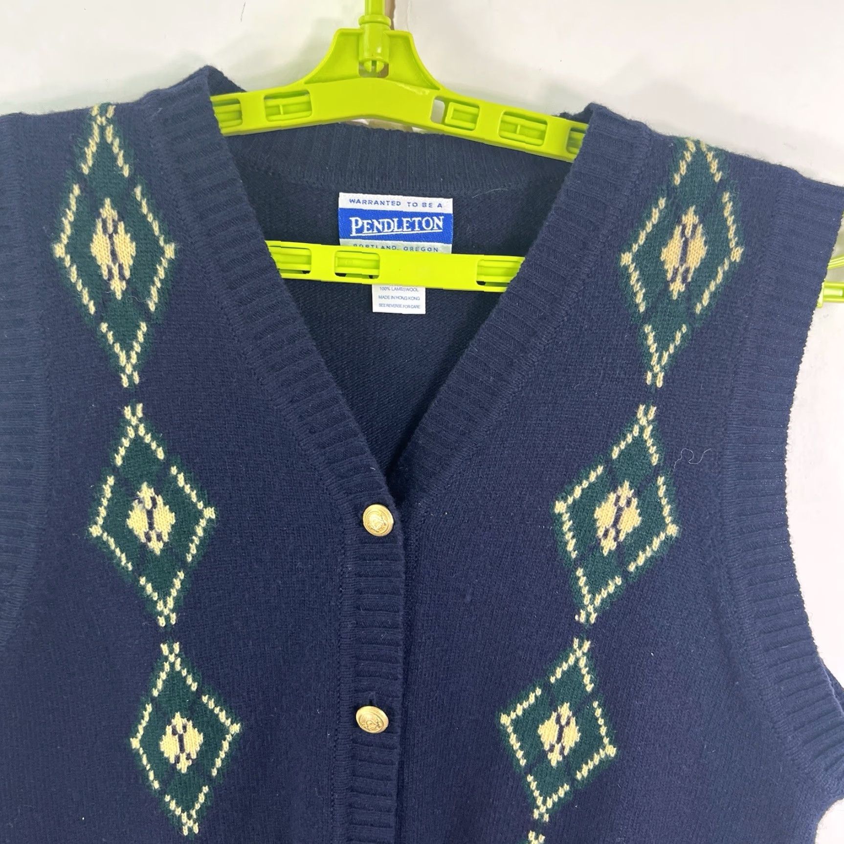 Pendleton VINTAGE Pendleton Wool Blend Argyle Vest Sleeveless Womens Medium Blue Classic 90s Size M / US 6-8 / IT 42-44 - 3 Thumbnail