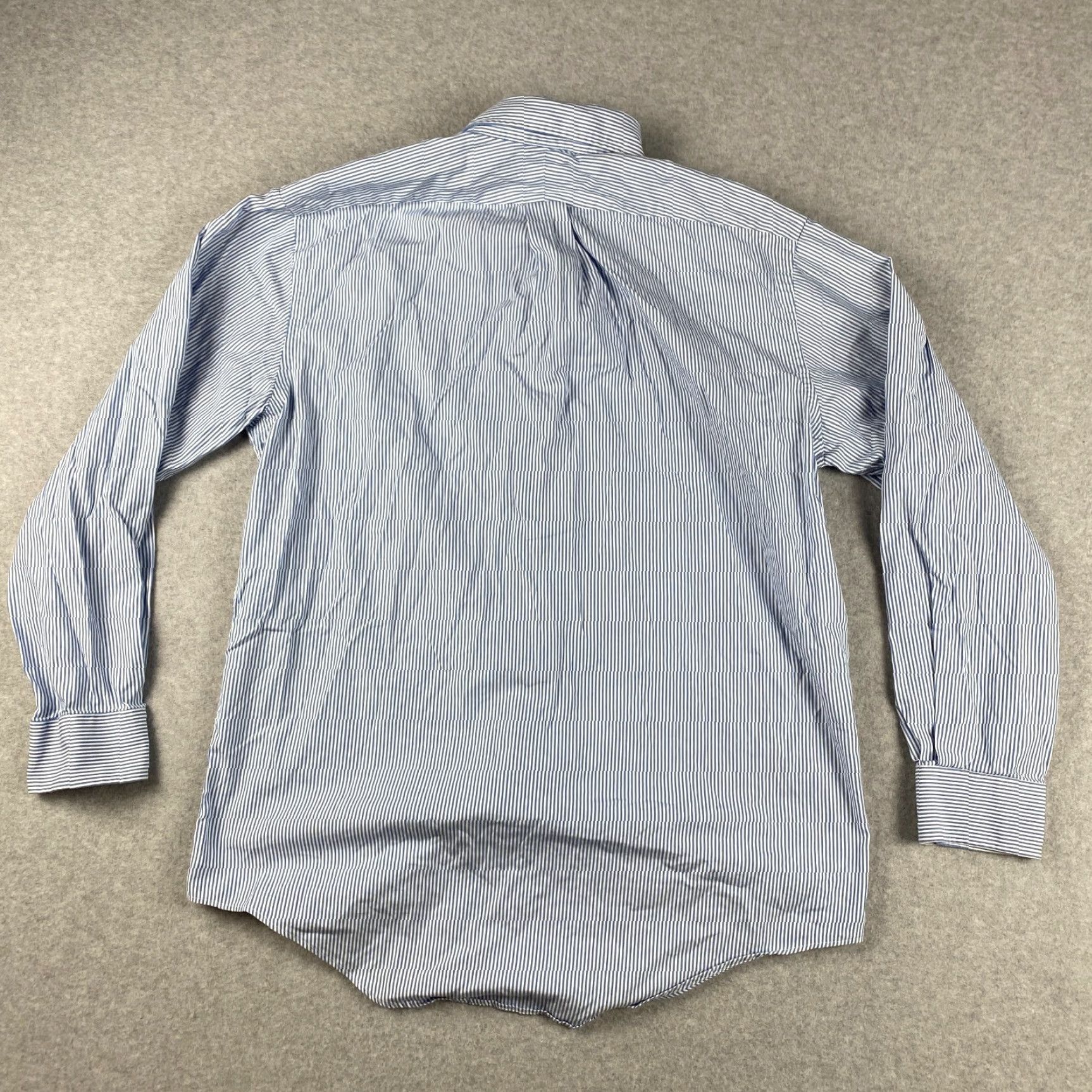 Lands' End Lands' End Shirt Mens 16 Pinstripe Blue White Button Down Long Sleeve Size US L / EU 52-54 / 3 - 4 Thumbnail