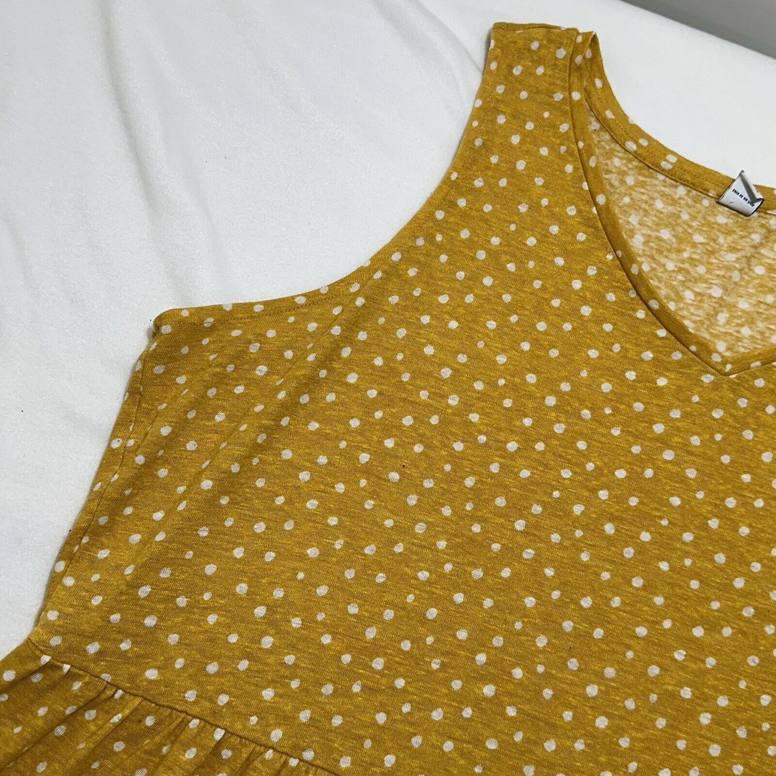 Old Navy Old Navy Women's 3X Yellow White Polka Dot Linen Tank Top Size 3XL / US 20-22 - 6 Thumbnail