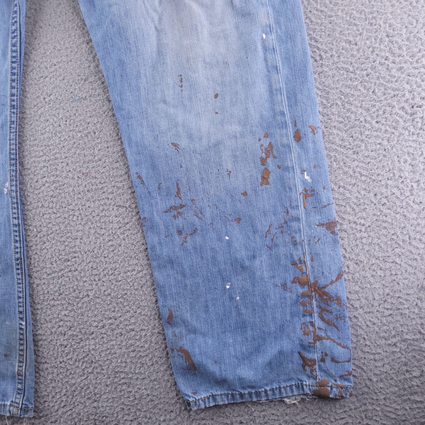 Levi's Levi's Jeans 36x29 Blue Distressed Paint Splatter Wide-Leg 569 Relaxed Regular Men’s Jeans Size US 36 / EU 52 - 2 Thumbnail