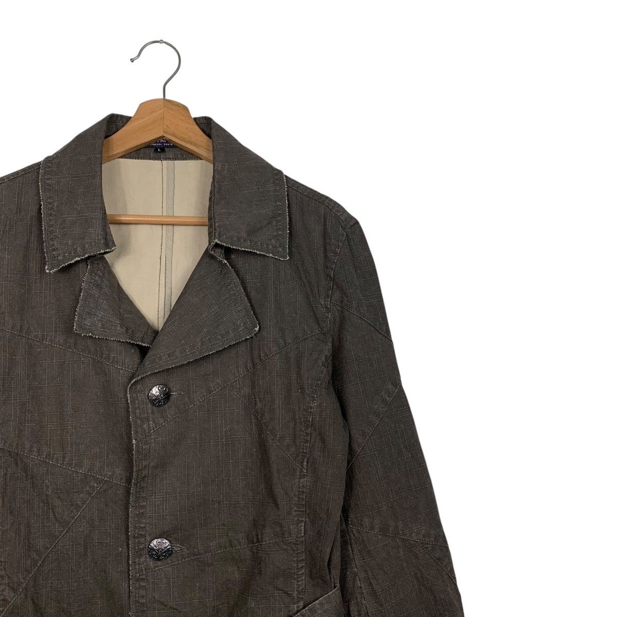 In The Attic IN THE ATTIC Cotton Crosshatch Belted Coat Jacket #2784-C126 Size L / US 10 / IT 46 - 4 Thumbnail