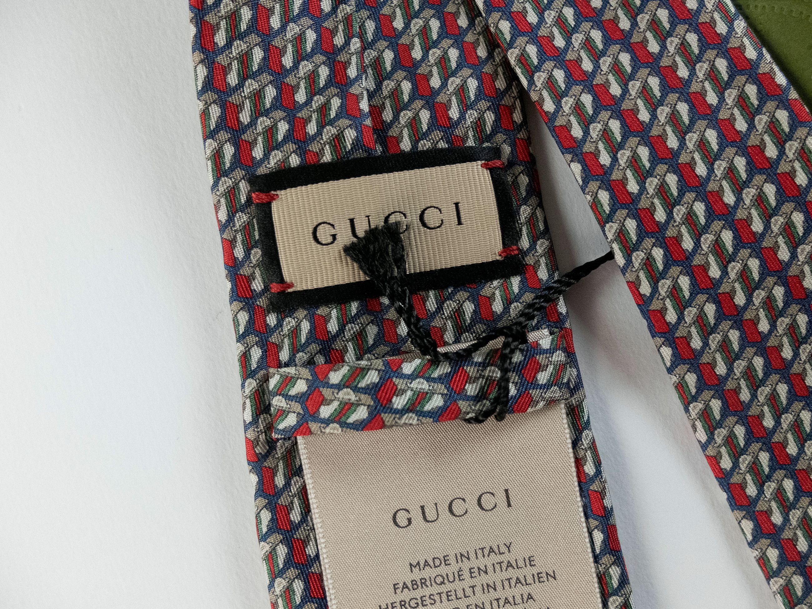 Gucci GUCCI Valigeria navy blue & red trunk print silk tie NWT Size ONE SIZE - 9 Thumbnail