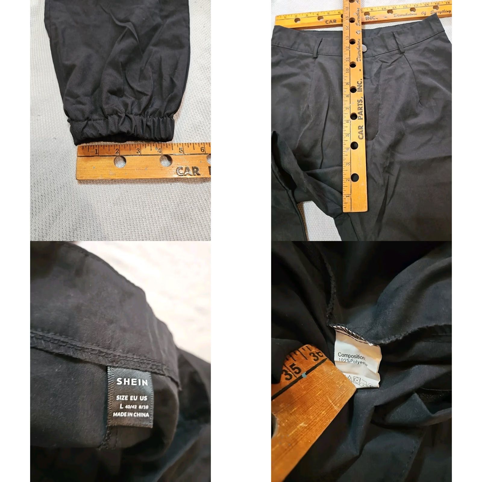 Shein SheIn Pants Womens L Black Cargo Pocket Lightweight Baggy Casual Trouser Ankle Size 36" / US 14 / IT 50 - 8 Thumbnail