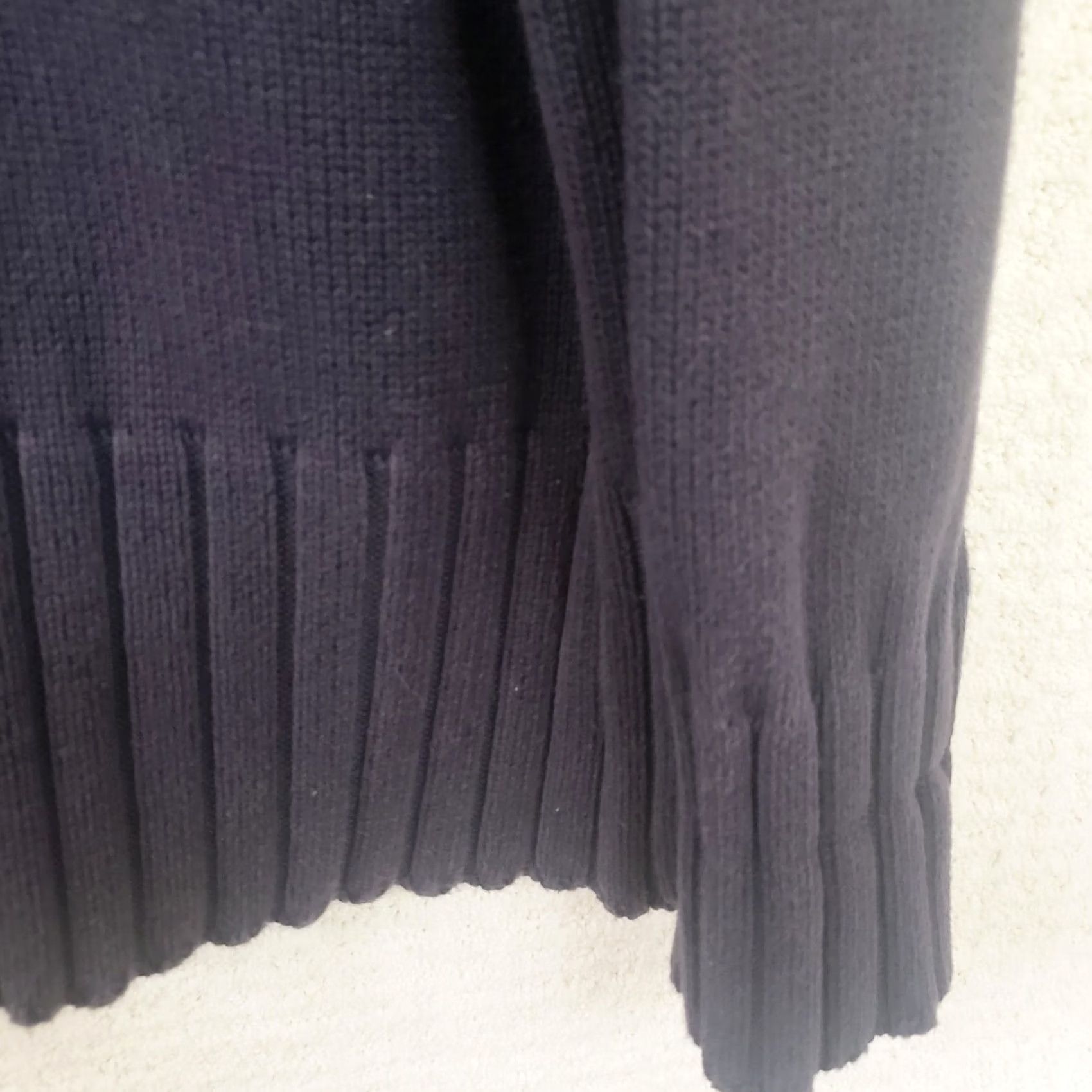 Lands' End Lands' End Women's XL Navy Blue Full Zip Mock neck Knit Sweater Cotton Size XL / US 12-14 / IT 48-50 - 7 Thumbnail