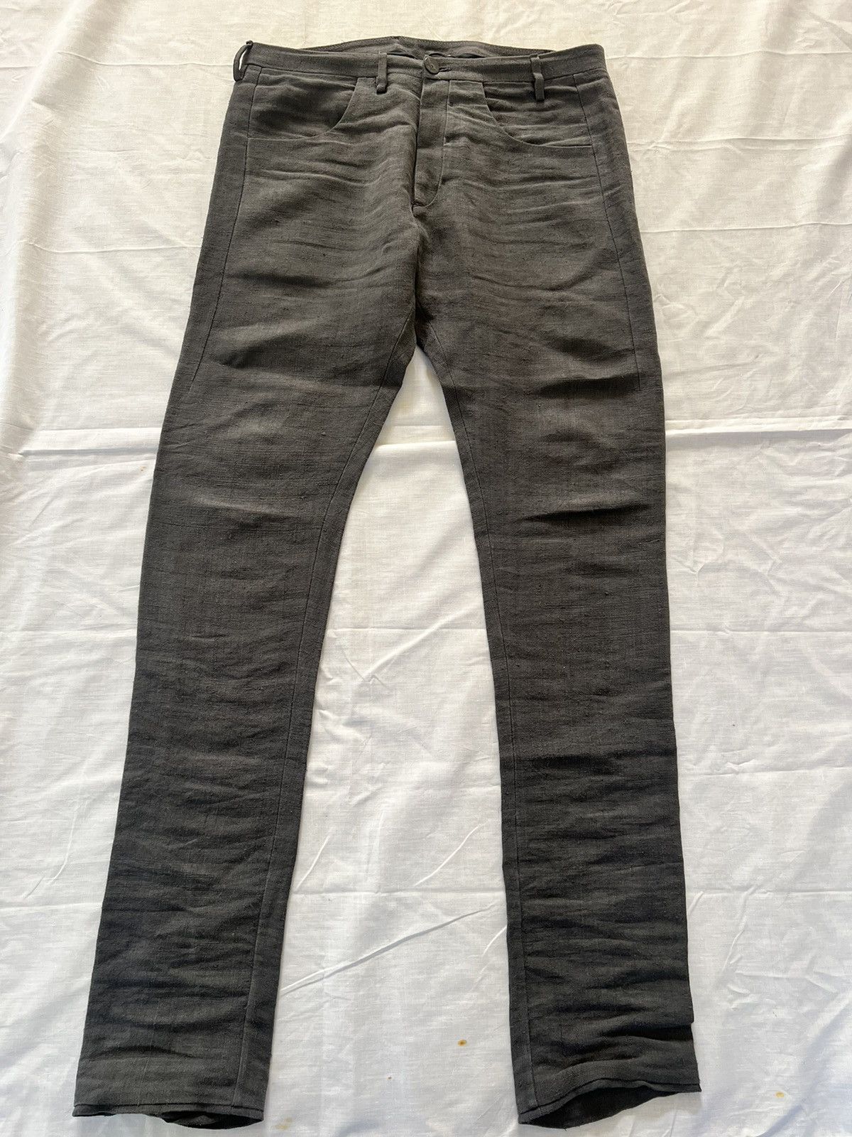 image of Label Under Construction Five Pocket Linen Pants in Grey, Men's (Size 32)