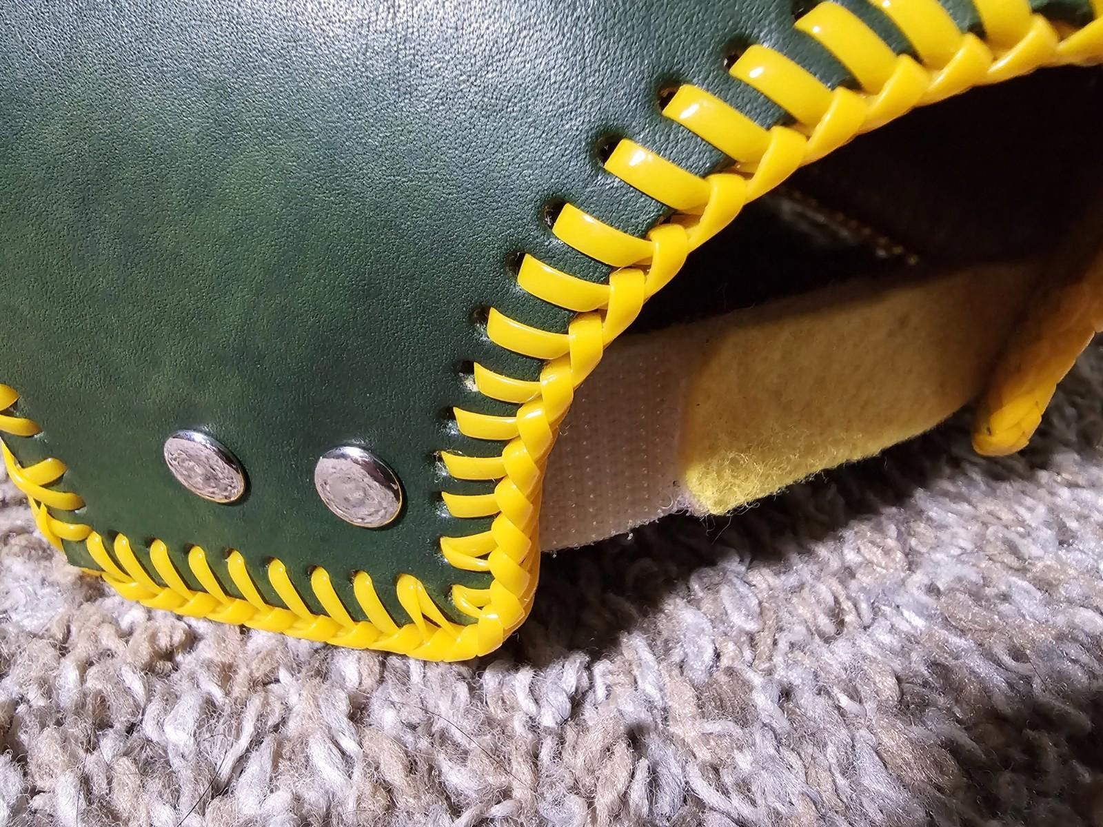 Handmade Custom Handmade Leather Strapback Hat Yellow Plastic Stitch Size ONE SIZE - 5 Thumbnail