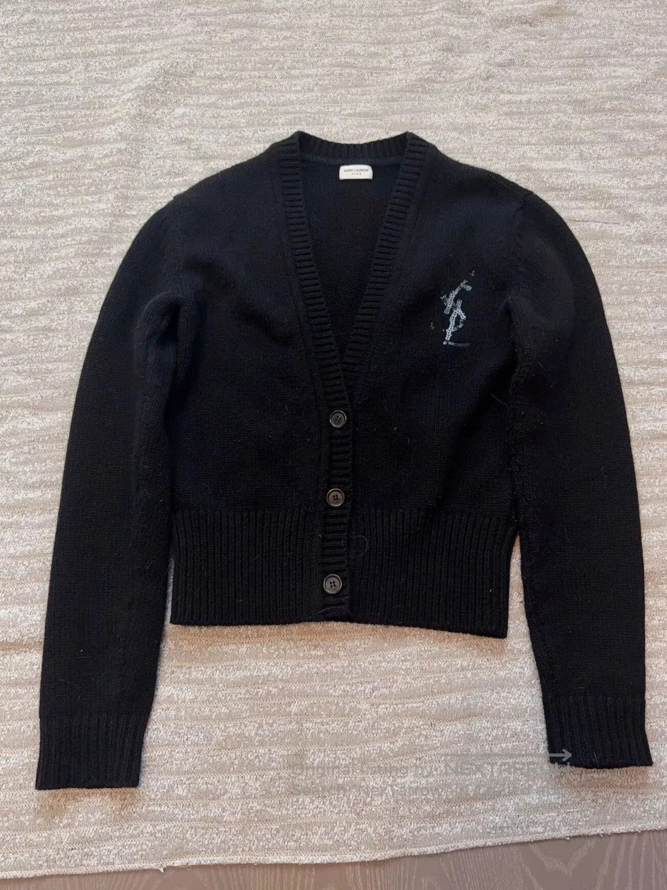 Saint Laurent Paris Saint Laurent Black Sequined Logo Cardigan. Size S / US 4 / IT 40 - 1 Thumbnail