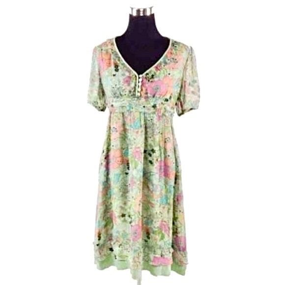 Other VTG Cynthia Steffe Green Floral Lace Velvet Dress| Whimsigot Size M / US 6-8 / IT 42-44 - 2 Thumbnail