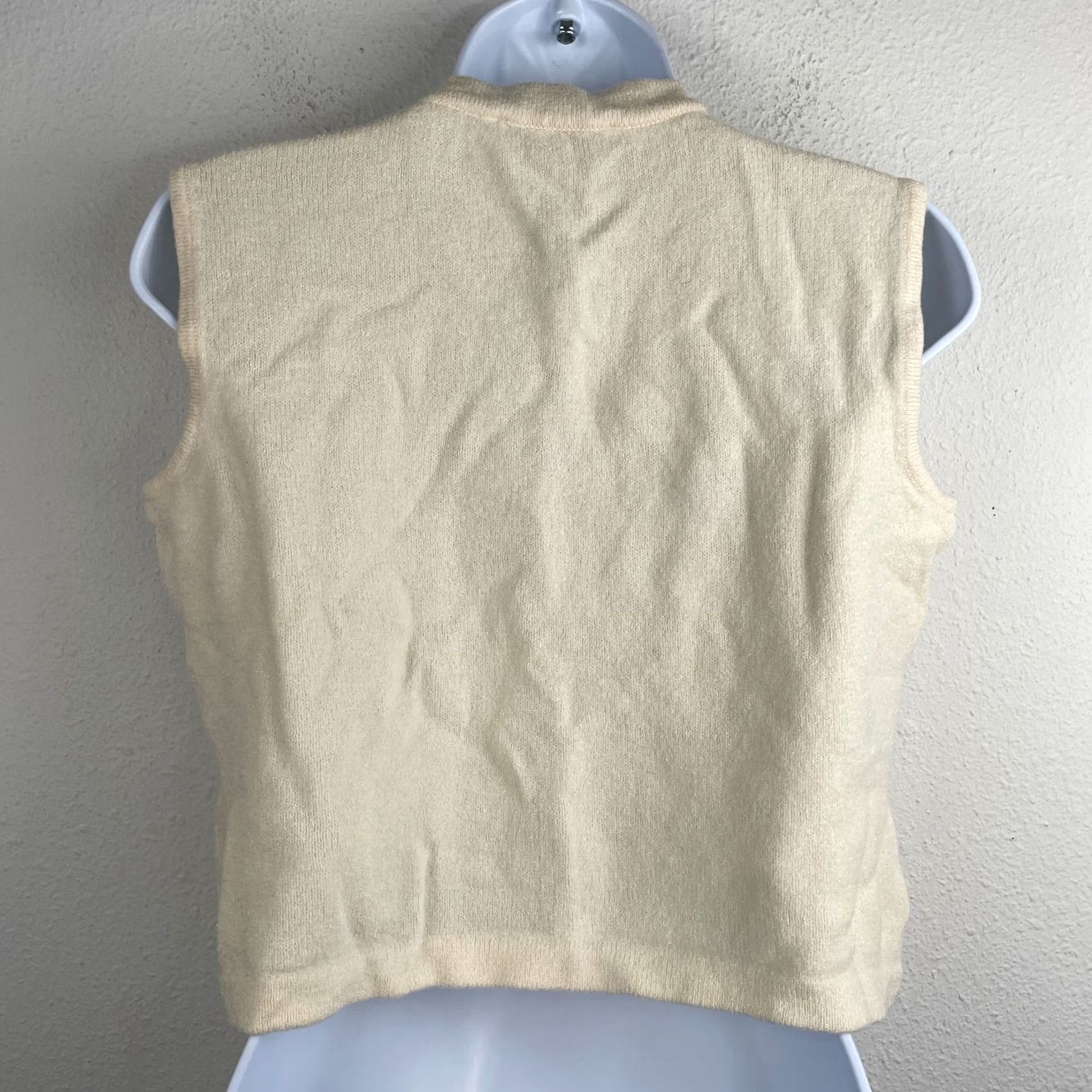 St. John VINTAGE St John Shirt Womens Cropped Sleeveless Wool Knit Cream White Size S 2001 Size S / US 4 / IT 40 - 6 Thumbnail