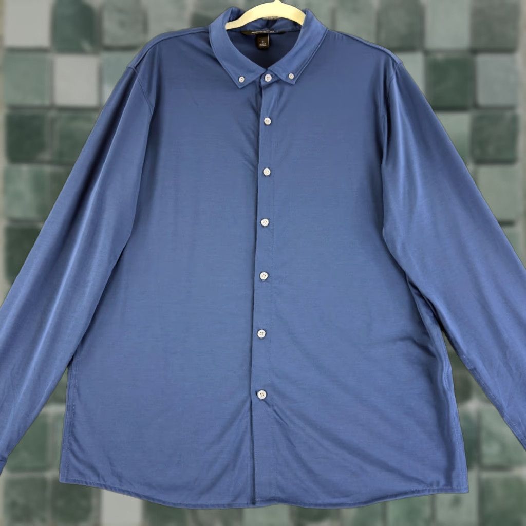 Vintage Mercer+Mettle Stretch Jersey Shirt Mens Large Blue Long Sleeve Button-Down Soft Shirt Mens Large Blue Long Sleeve Button-Down Jersey Shirt Size US L / EU 52-54 / 3 - 1 Thumbnail