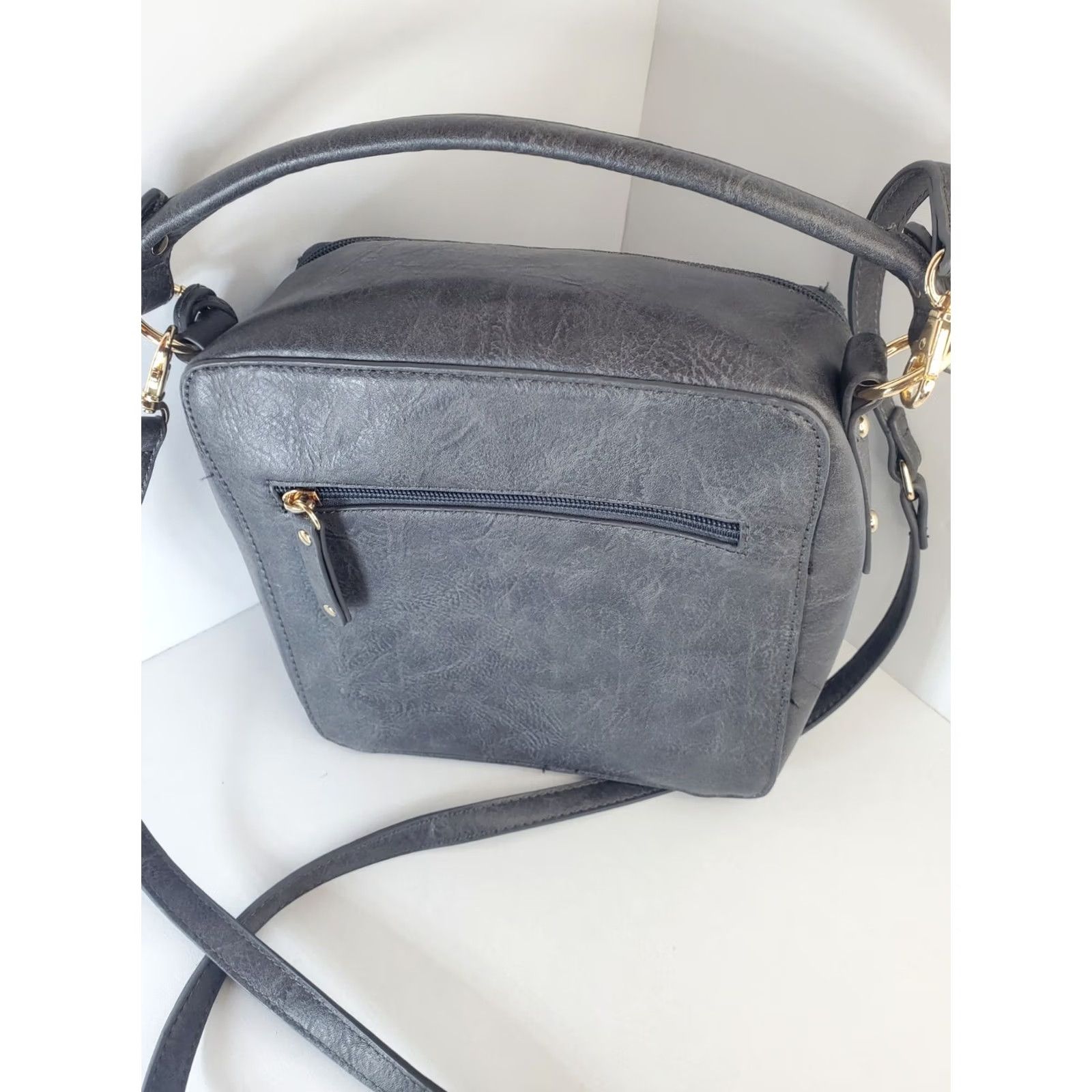 Vintage B.O.C. Born Square Crossbody Purse Gray Medium Faux Leather PMID? Size ONE SIZE - 3 Thumbnail