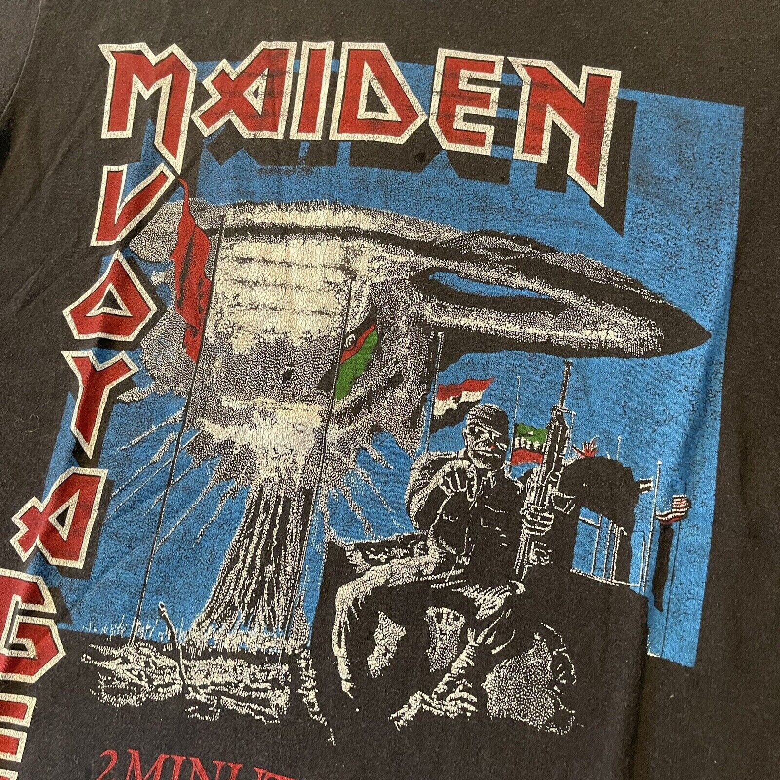 Vintage Vtg Iron Maiden Mummy T-Shirt M Faded Black Maiden Voyage Size US M / EU 48-50 / 2 - 6 Thumbnail