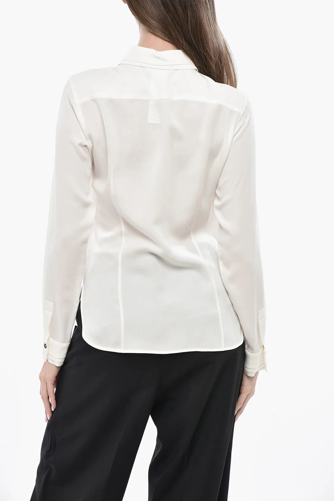 Max Mara og1mm0426 Silk Chiffon Blouse in White Size S / US 4 / IT 40 - 2 Thumbnail