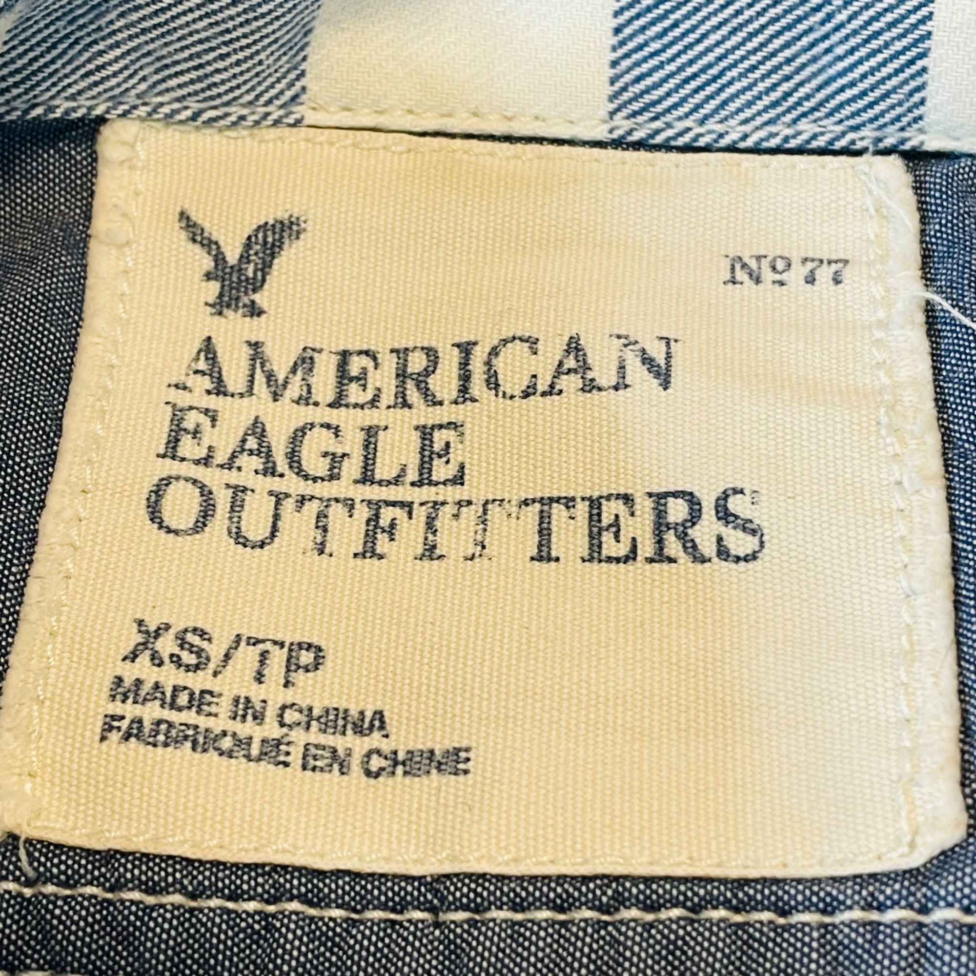 American Eagle Outfitters American Eagle Outfitters Blue & White Plaid Button-Up Shirt Size US XS / EU 42 / 0 - 5 Thumbnail