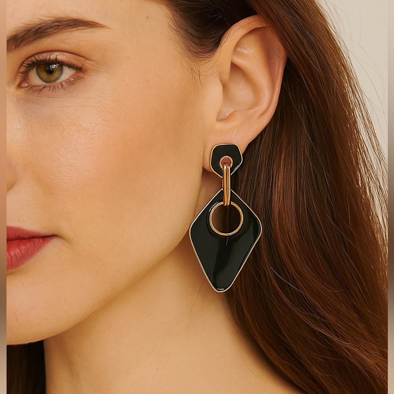 Other Rare Vintage Joseph Mazer JOMAZ Geometric Clip Earrings Size ONE SIZE - 2 Thumbnail