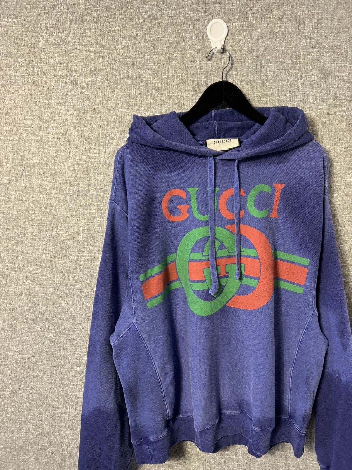 Gucci Gucci Blue Washed Effect Knit Interlocking GG Print Hoodie Size US M / EU 48-50 / 2 - 3 Thumbnail