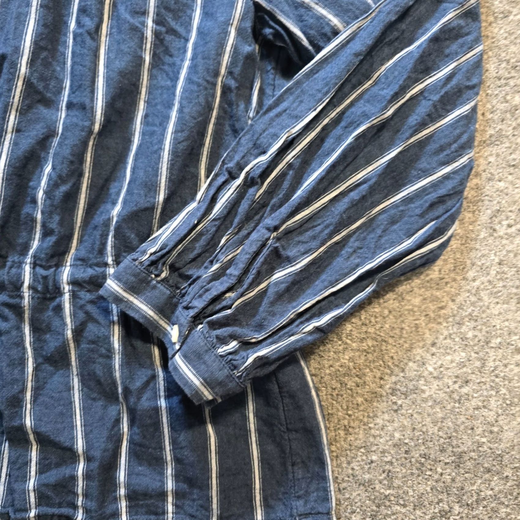 J.Crew J.CREW Top Womens Size 12 Blue Striped Linen Peasant Long Sleeve Boho Casual Shirt Womens Size XL / US 12-14 / IT 48-50 - 3 Thumbnail