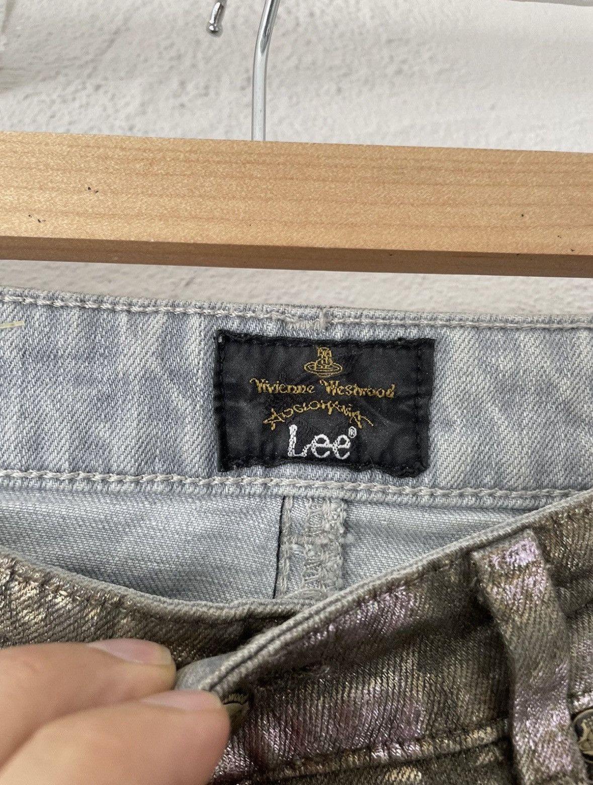 Lee × Vivienne Westwood Silver and Iridescent Jeans Size US 27 - 6 Thumbnail