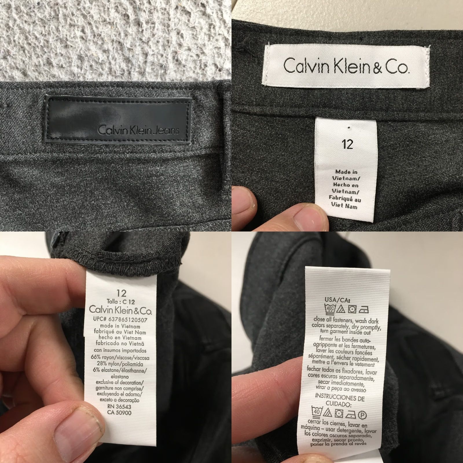 Calvin Klein Calvin Klein & Co Pants Womens Gray Size 12 Stretch Straight Leg Faux Pocket Zip Fly Size 34" / US 12 / IT 48 - 10 Thumbnail