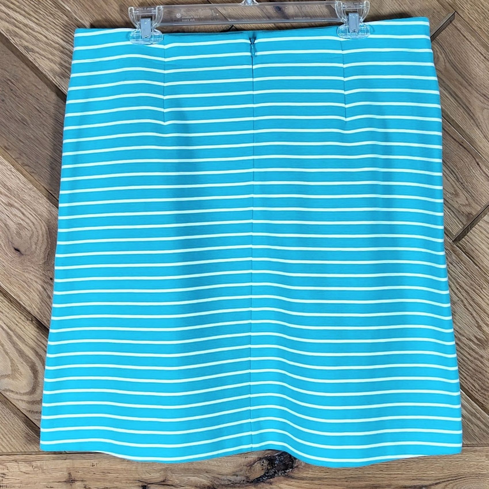 Talbots Talbots Skirt Womens Knee Length Teal White Striped Textured A-Line Size 10 Size 32" / US 10 / IT 46 - 2 Thumbnail