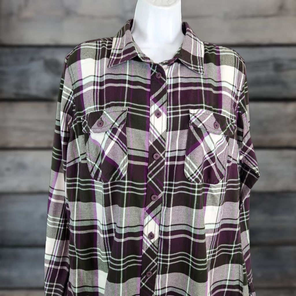 Vintage Duluth Womens Crosscut Wicking Flannel Shirt Sz Large Purple Plaid Long Sleeve Shirt Womens L Purple Plaid 90s? (No, must not add new info) Size L / US 10 / IT 46 - 1 Thumbnail