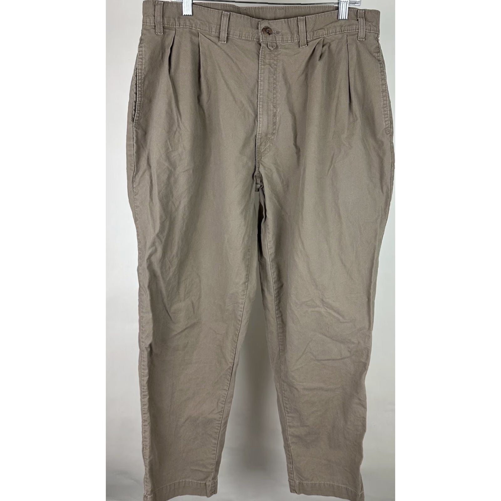 Levi's Vintage 90s LEVIS Khaki Pants 35x32 ACTUAL Relaxed Fit Double Pleat Chinos Army Size US 35 - 2 Thumbnail