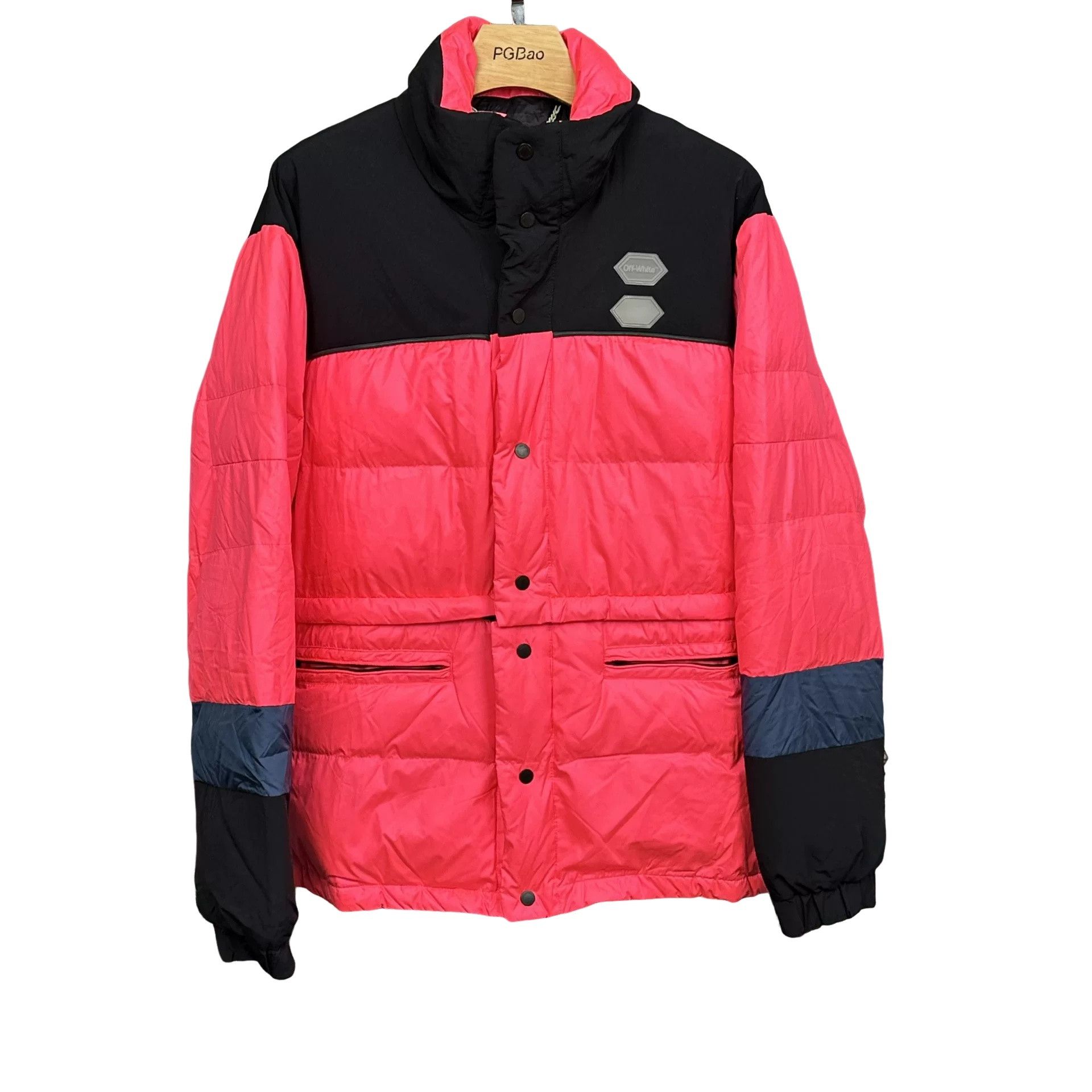 Off-White Off-White Pink Hexagon Patch Puffer Jacket Size M Size US M / EU 48-50 / 2 - 1 Thumbnail