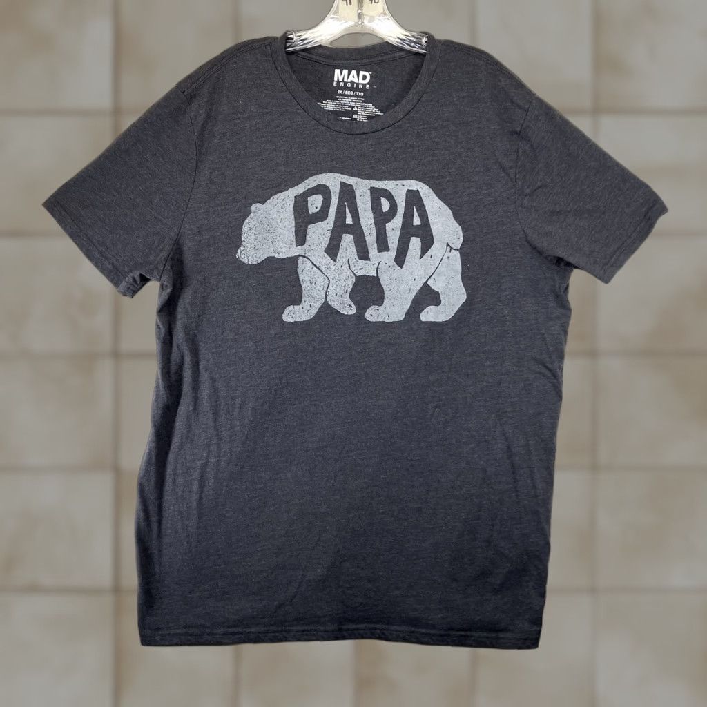 Mad Engine Mad Engine Papa Bear Graphic T Shirt 2X Gray Lightweight Mens Size US XXL / EU 58 / 5 - 1 Thumbnail