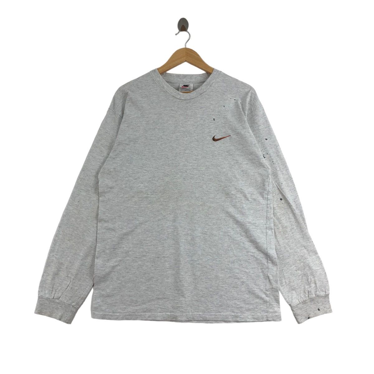 Nike × Vintage Vintage 90s NIKE Long Sleeve Distressed Small Swoosh Size US L / EU 52-54 / 3 - 1 Thumbnail