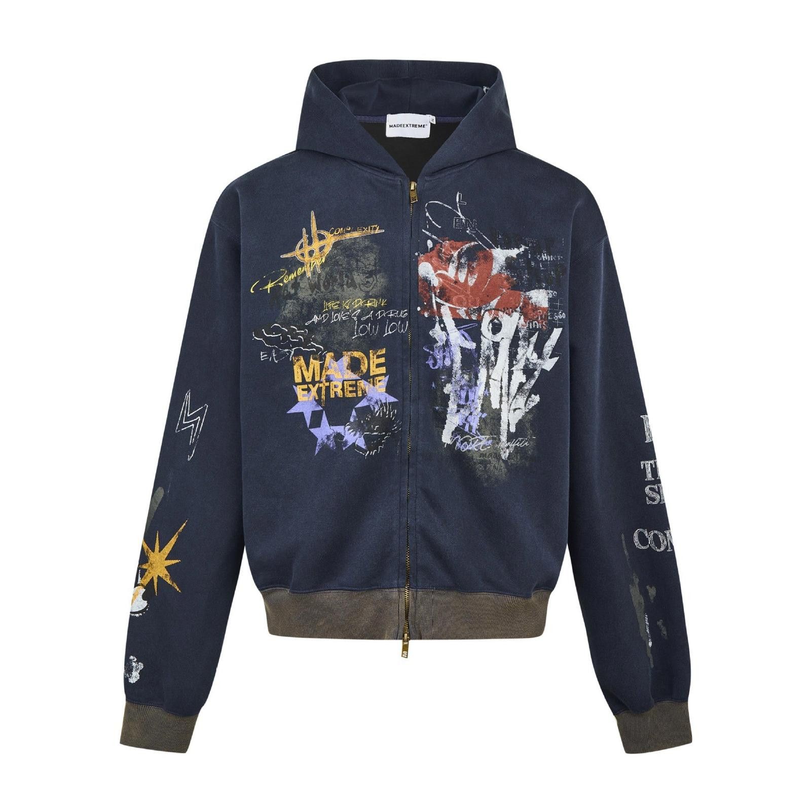Other Statement Graffiti Paint Splash Print Hoodie Full Zip-Up Size US M / EU 48-50 / 2 - 1 Thumbnail