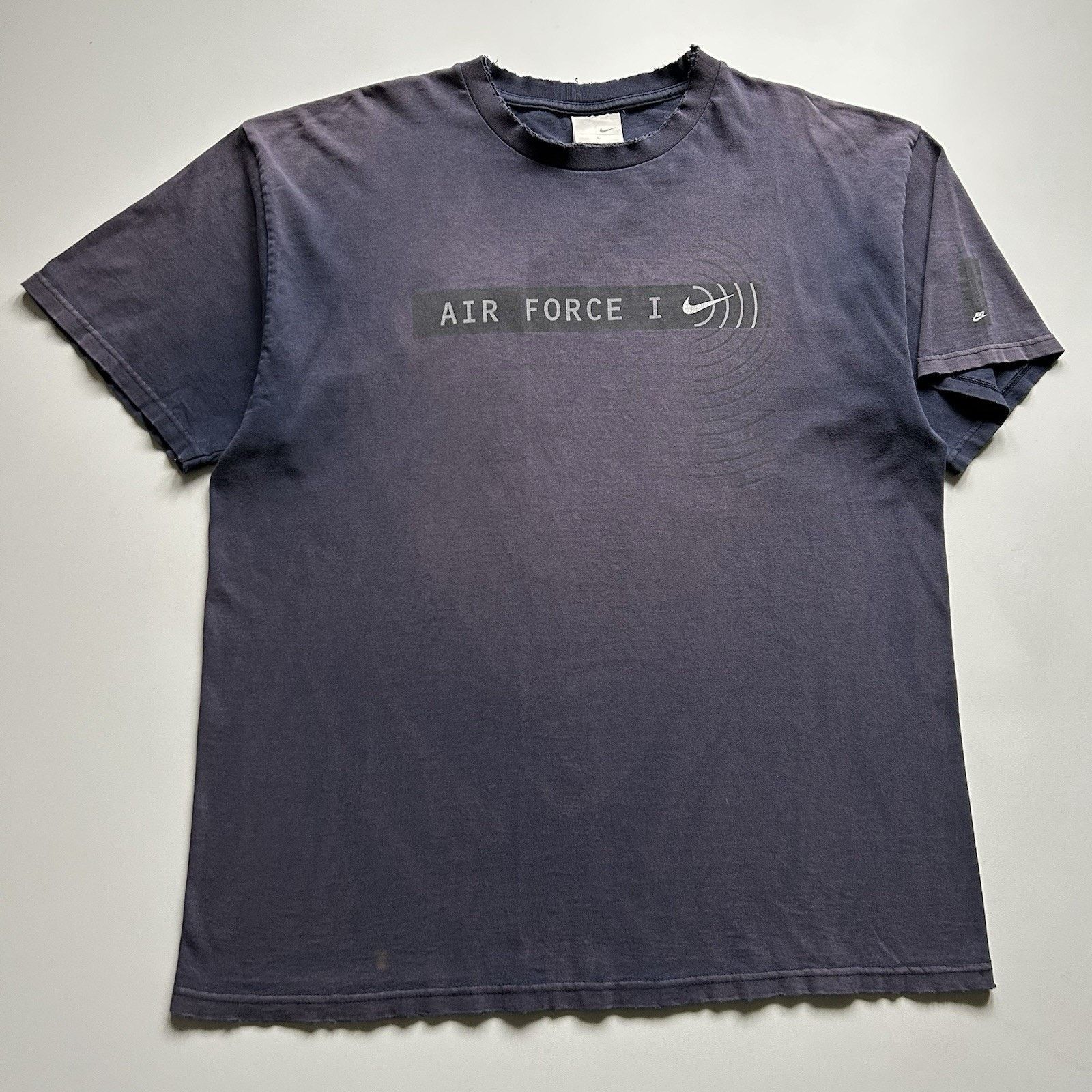 Nike × Vintage Vintage Nike Air Force 1 Shirt Large Sun Faded Blue 