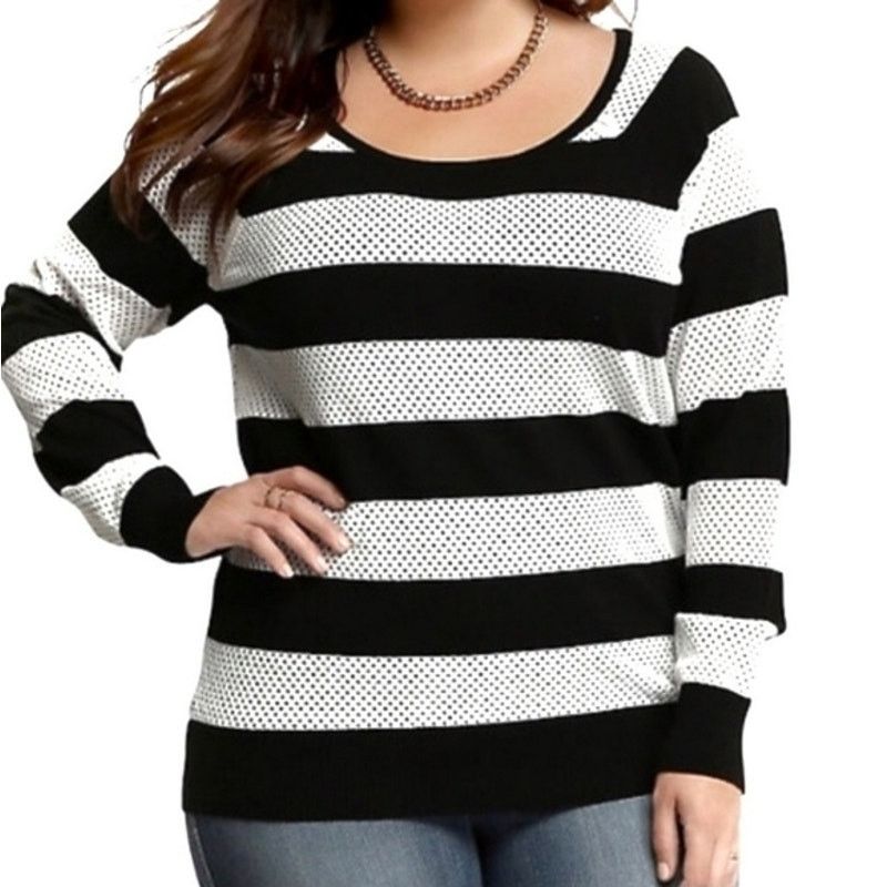 Torrid Torrid Womens Open Knit Striped Sweater Plus Size 1X Classic Size XL / US 12-14 / IT 48-50 - 1 Thumbnail