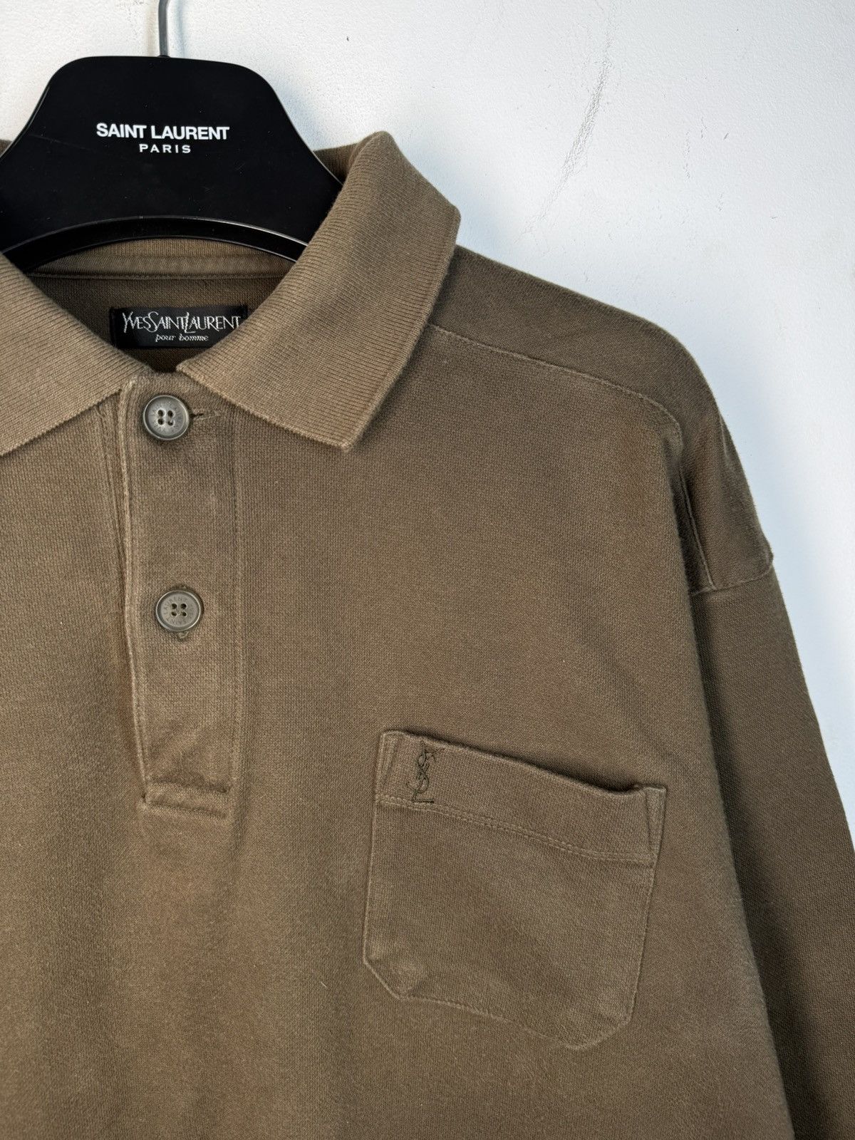Yves Saint Laurent 90s YSL Sweatshirt 1/4 Olive Vintage Sweater Quarter Zip Size US L / EU 52-54 / 3 - 9 Thumbnail