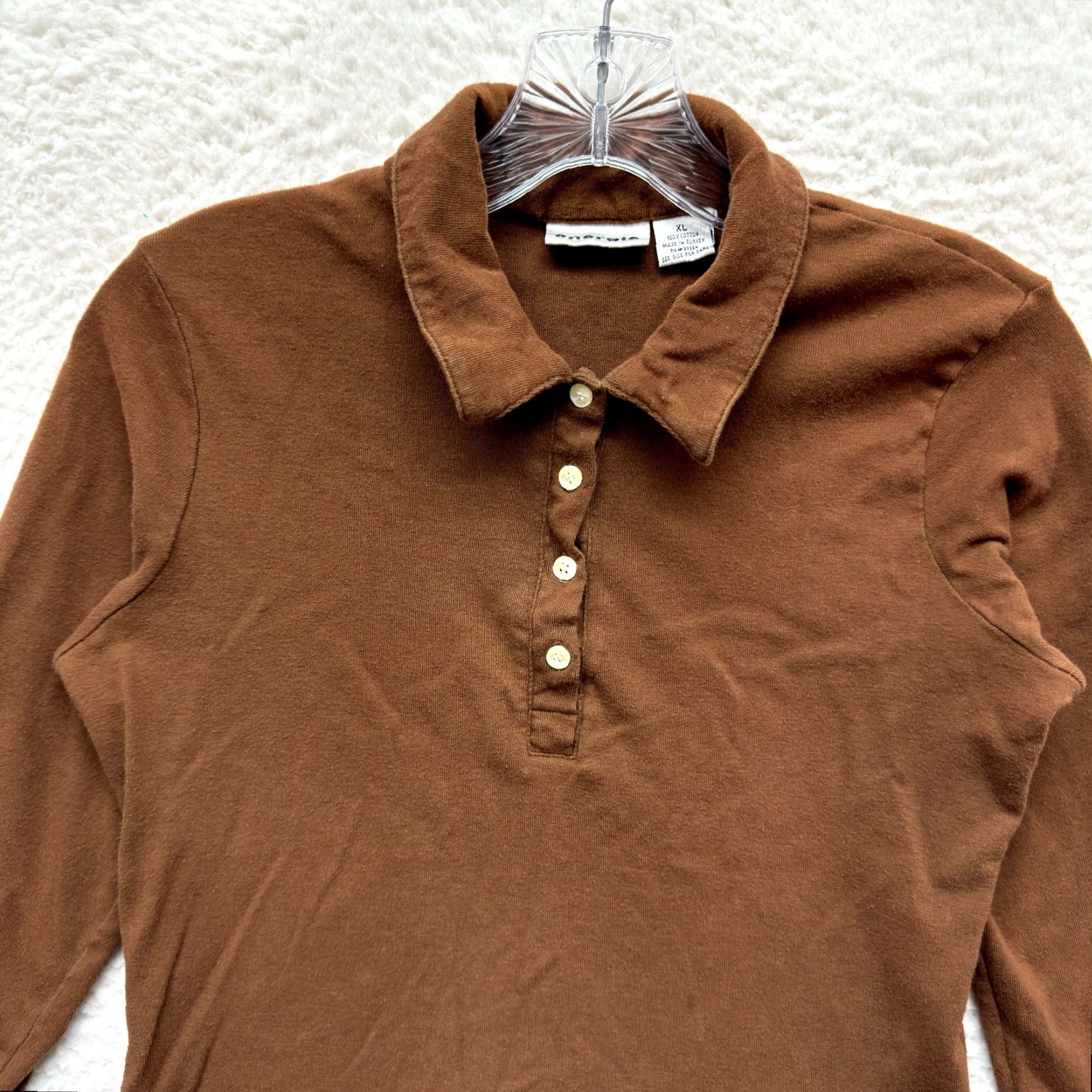 Energie VINTAGE Y2K Henley Polo Top Brown M Shirt Energie Womens Mens Fairy Whimsigoth Preppy Grunge Size M / US 6-8 / IT 42-44 - 3 Thumbnail