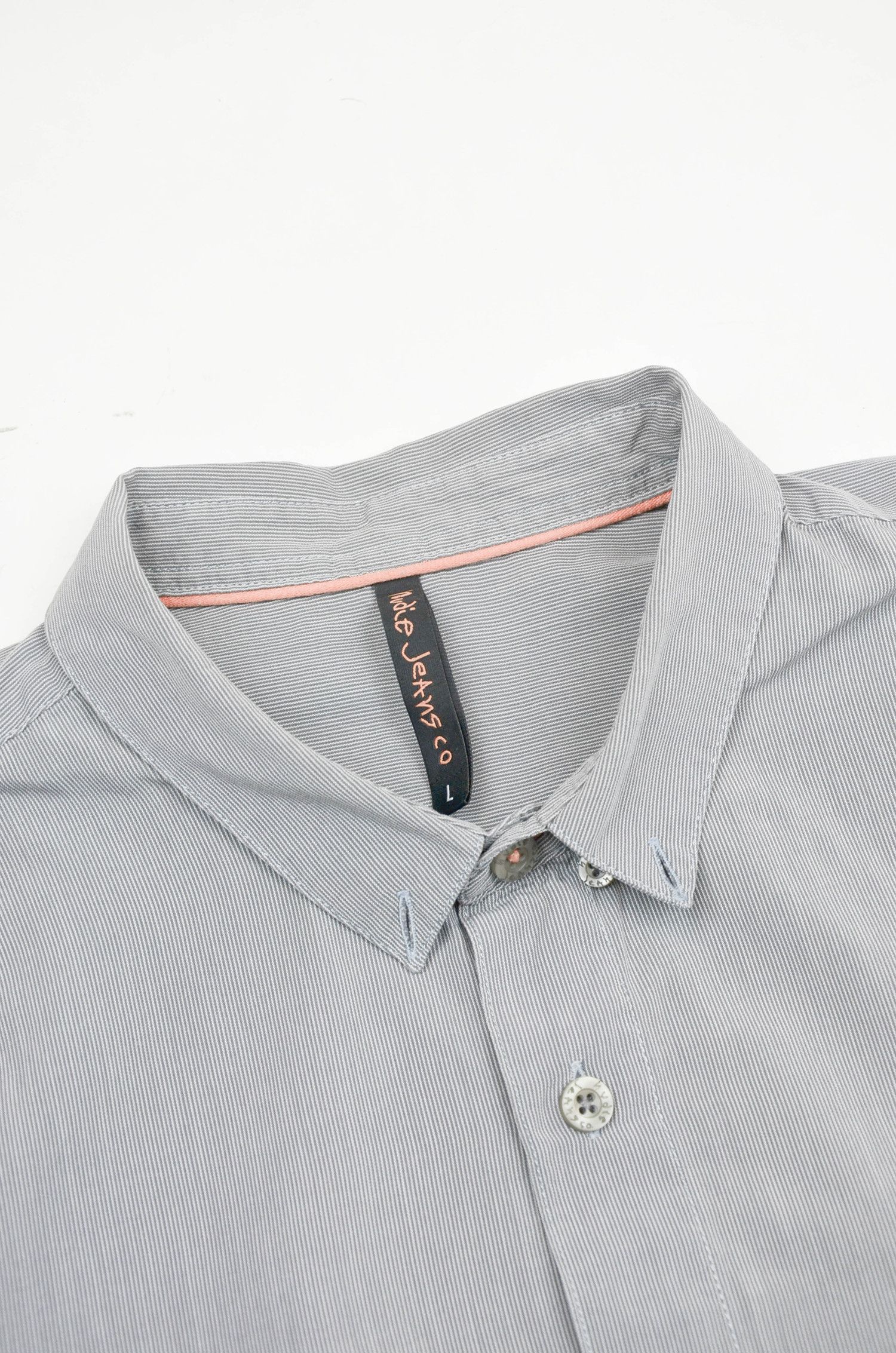 Nudie Jeans Nudie Jeans Grey Fine Stripe Cotton Shirt - Size L Size US L / EU 52-54 / 3 - 7 Thumbnail
