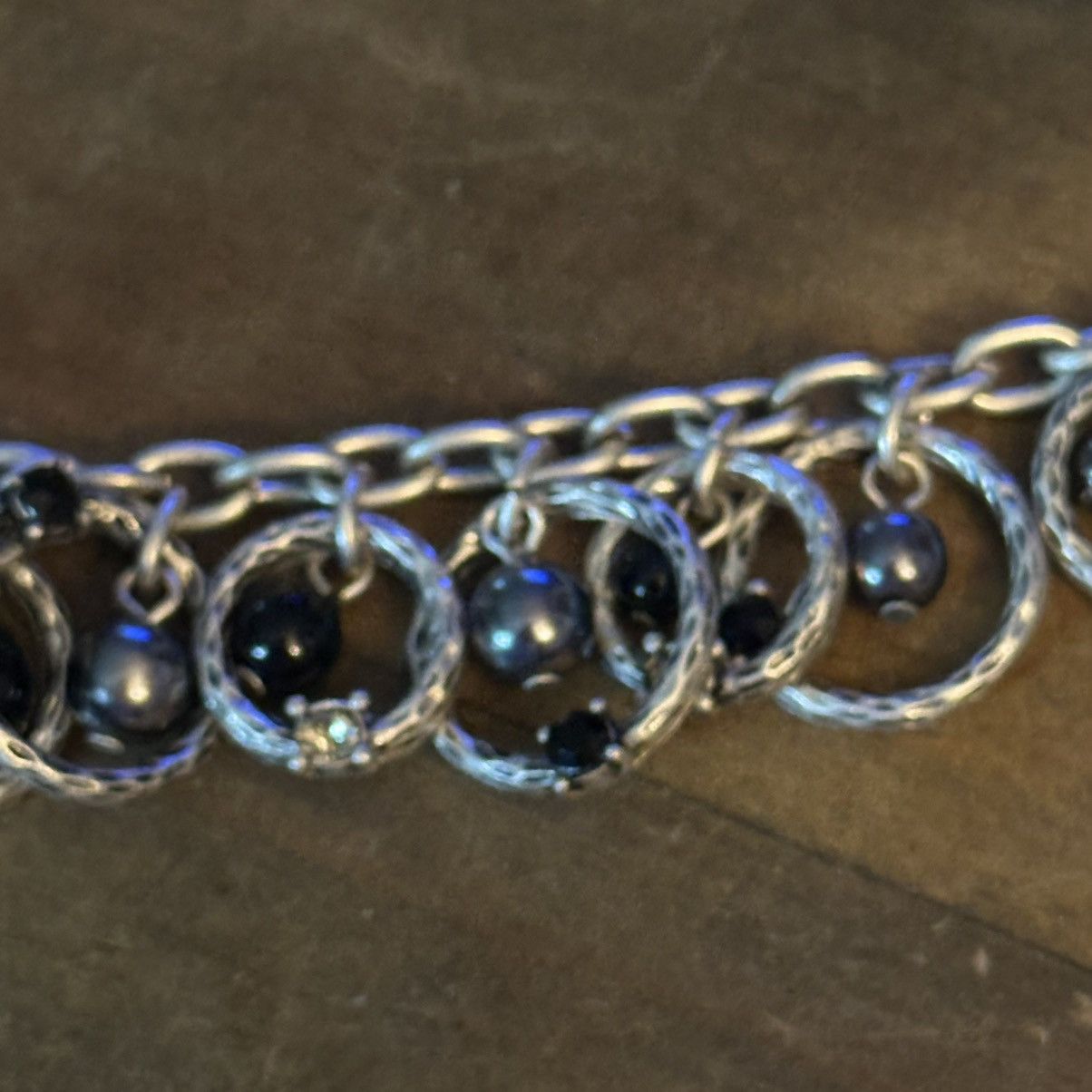 Other Silver tone rings and black beads chain fringe necklace Size ONE SIZE - 3 Thumbnail