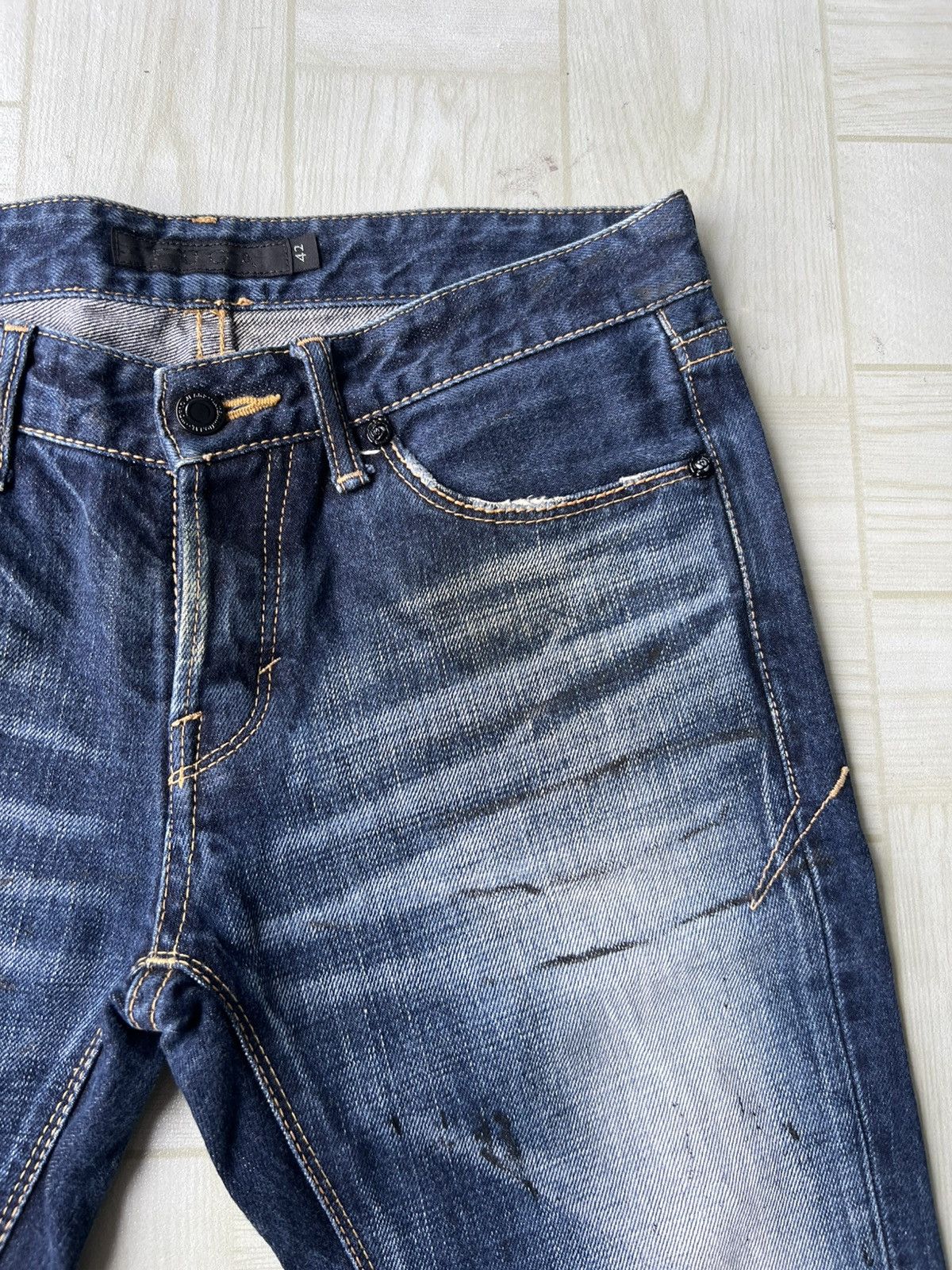 GOSTAR DE FUGA Y2K Fuga Lace Up Flare Stone Wash Whiskers Faded Denim Jeans Size US 30 / EU 46 - 7 Thumbnail