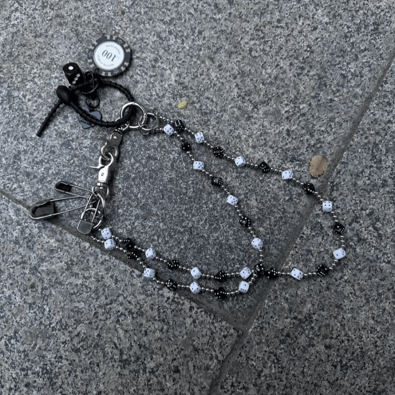 Japanese Brand × Jewelry Retro Bilayer Black White lucky Dice Baccarat Pearl Chain Size ONE SIZE - 8 Thumbnail