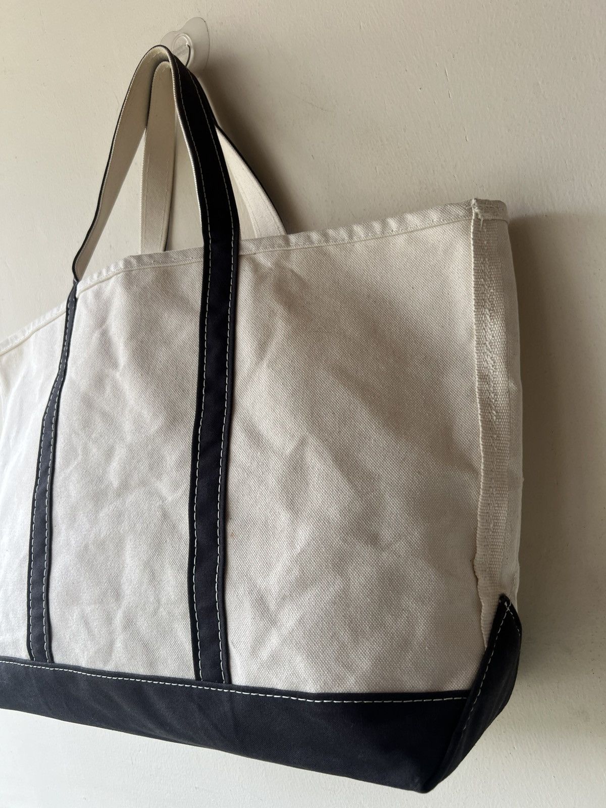 L.L. Bean 80s L.L. Bean Cotton Canvas White Black Big Tote Bag Size ONE SIZE - 23 Thumbnail