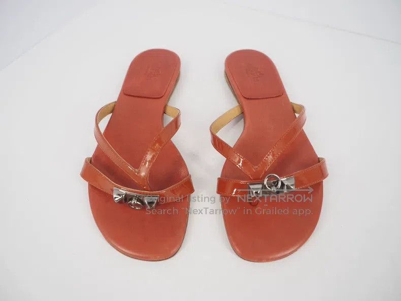 Hermes Hermes Red Studs Herringbone Flip Flops Size 35 Size US 4.5 / IT 34.5 - 2 Thumbnail