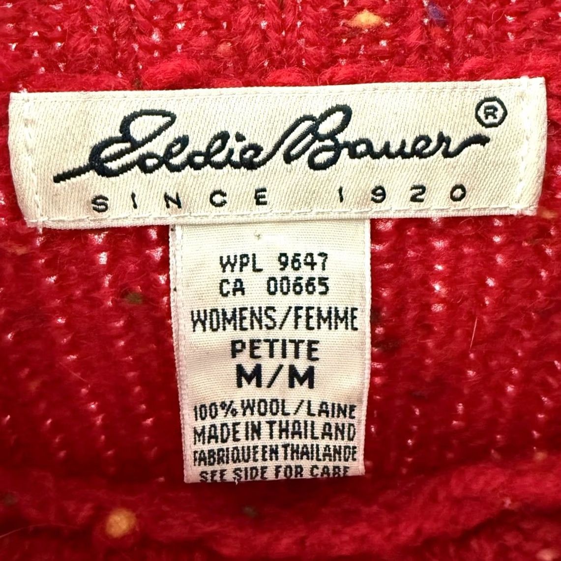 Eddie Bauer VINTAGE Eddie Bauer Sweater M Petite Wool Red Snowflake Mockneck Knit Pullover Women Size M / US 6-8 / IT 42-44 - 6 Thumbnail