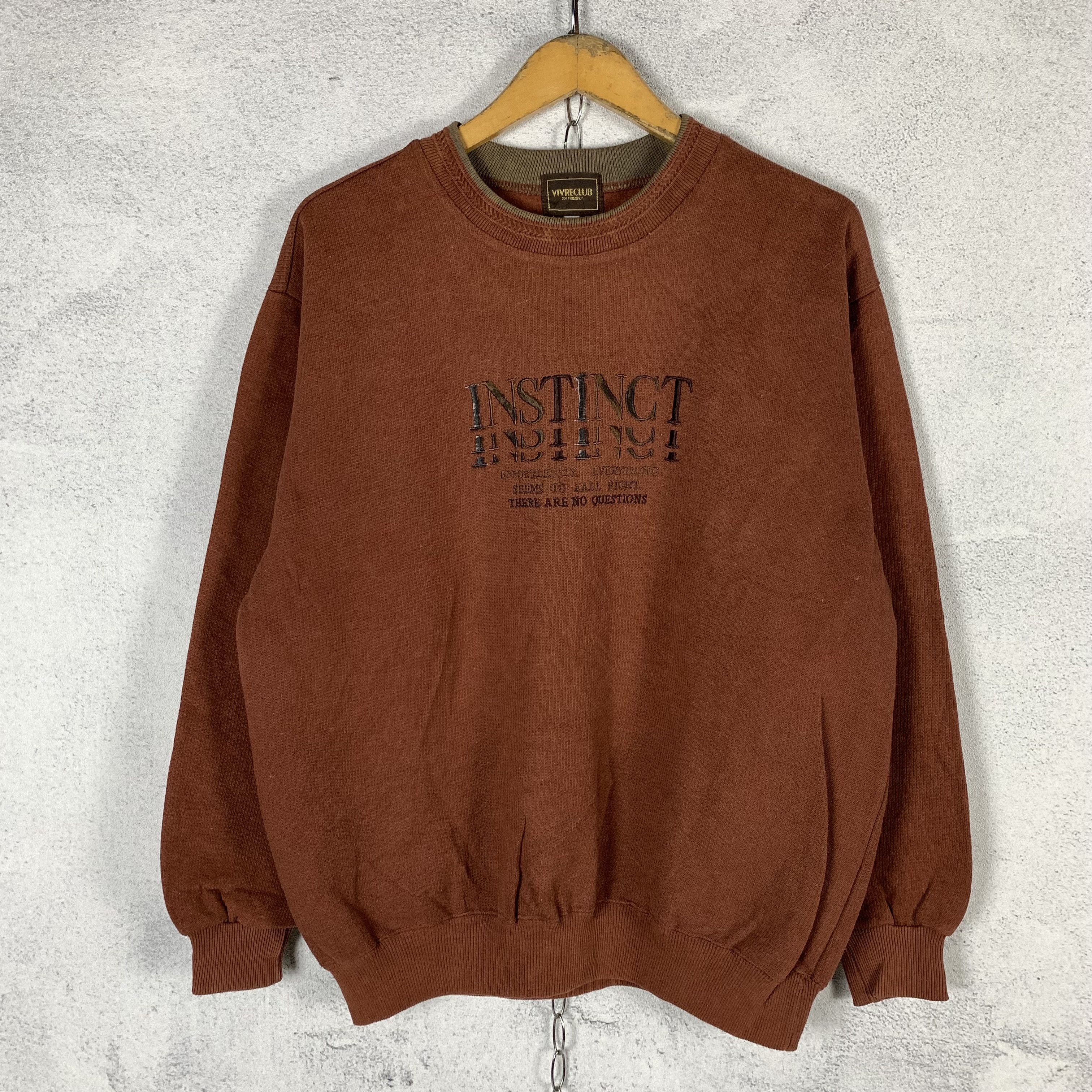 Vintage Vintage Japanese Brand 90s Brown Sweatshirt Crewneck Size US L / EU 52-54 / 3 - 1 Thumbnail