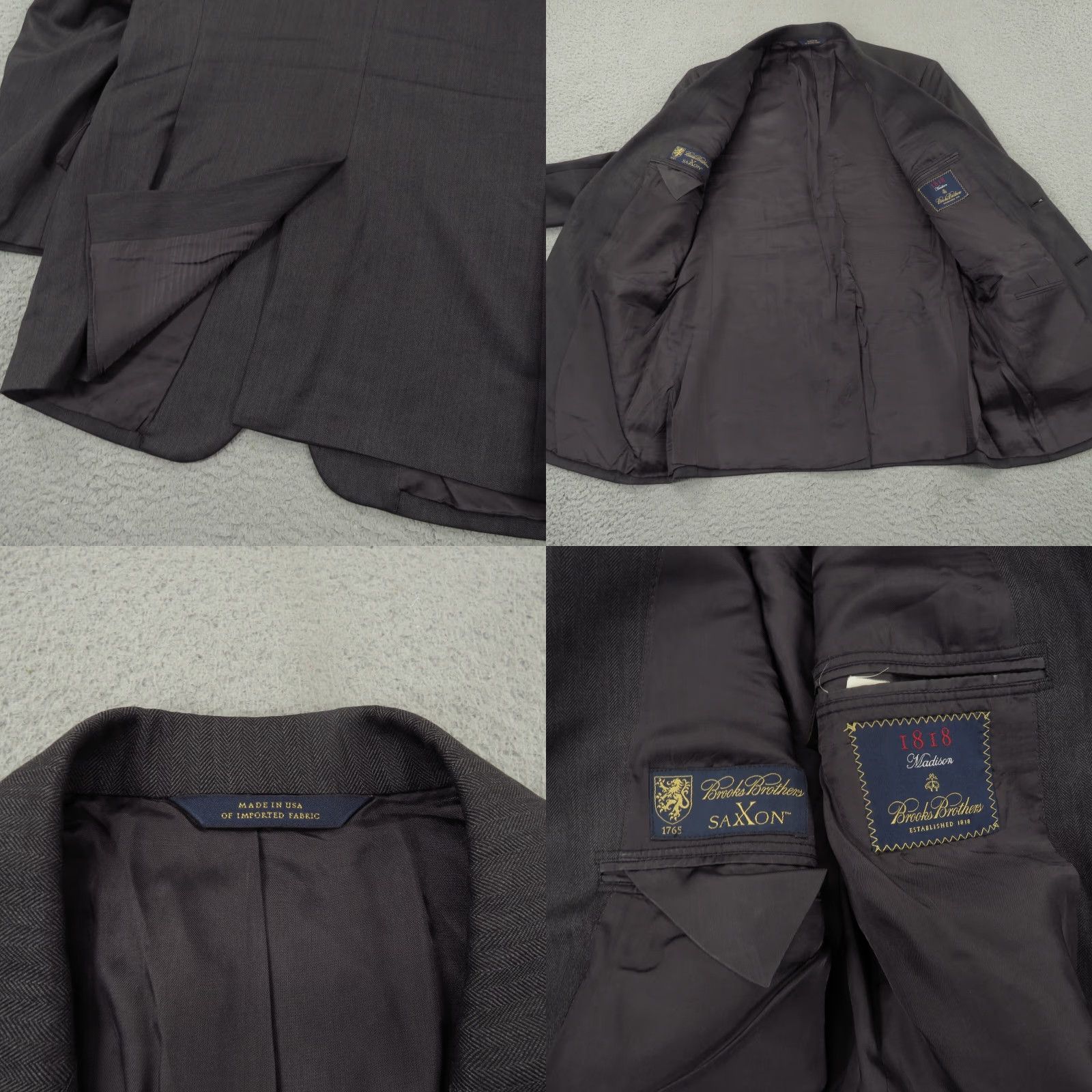 Brooks Brothers Brooks Brothers Blazer 39R Madison Charcoal Herringbone SaXXon Sport Coat Jacket Size 40R - 8 Thumbnail