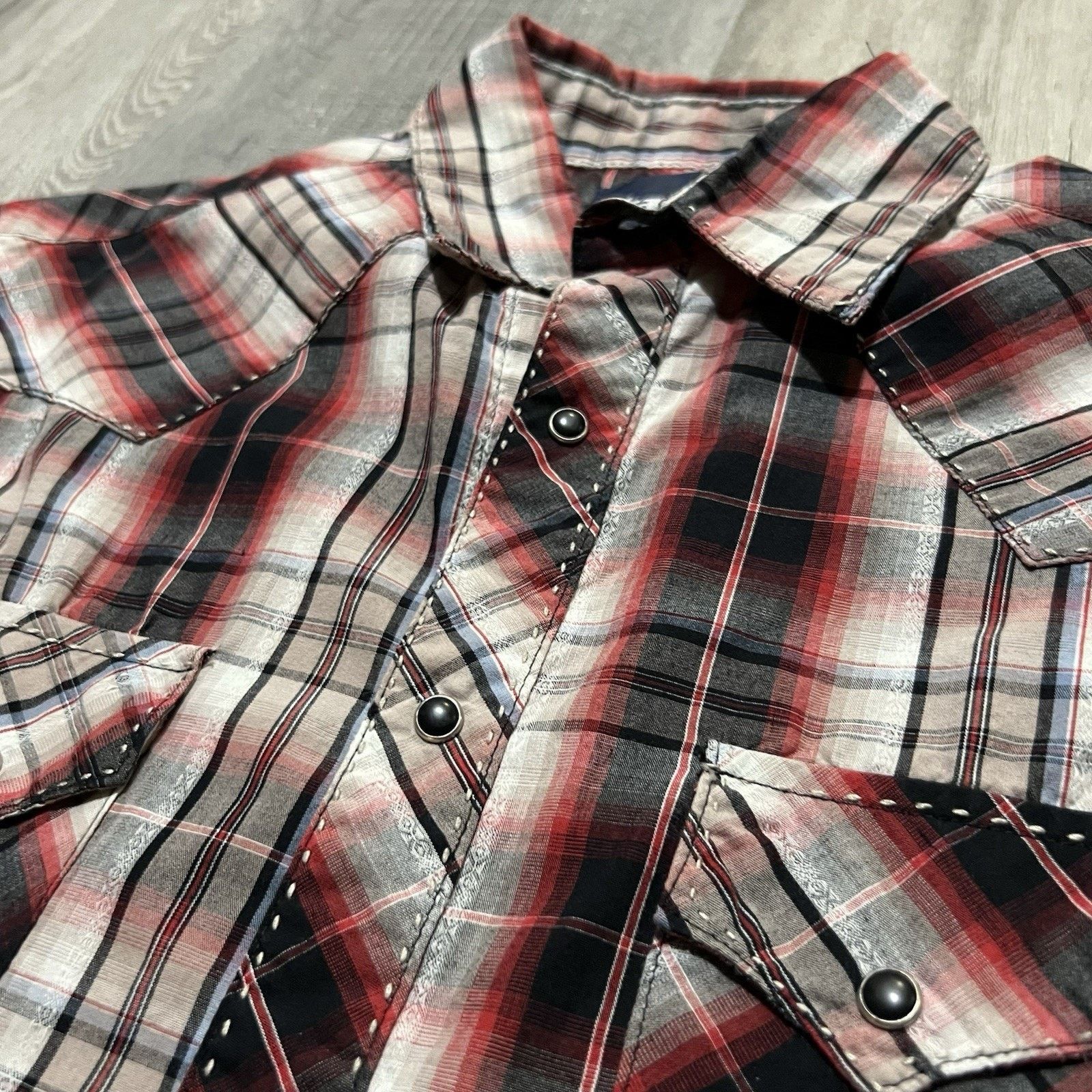 Wrangler Wrangler Black/Red Western Pearl Snap Stitched Plaid M Size US M / EU 48-50 / 2 - 4 Thumbnail