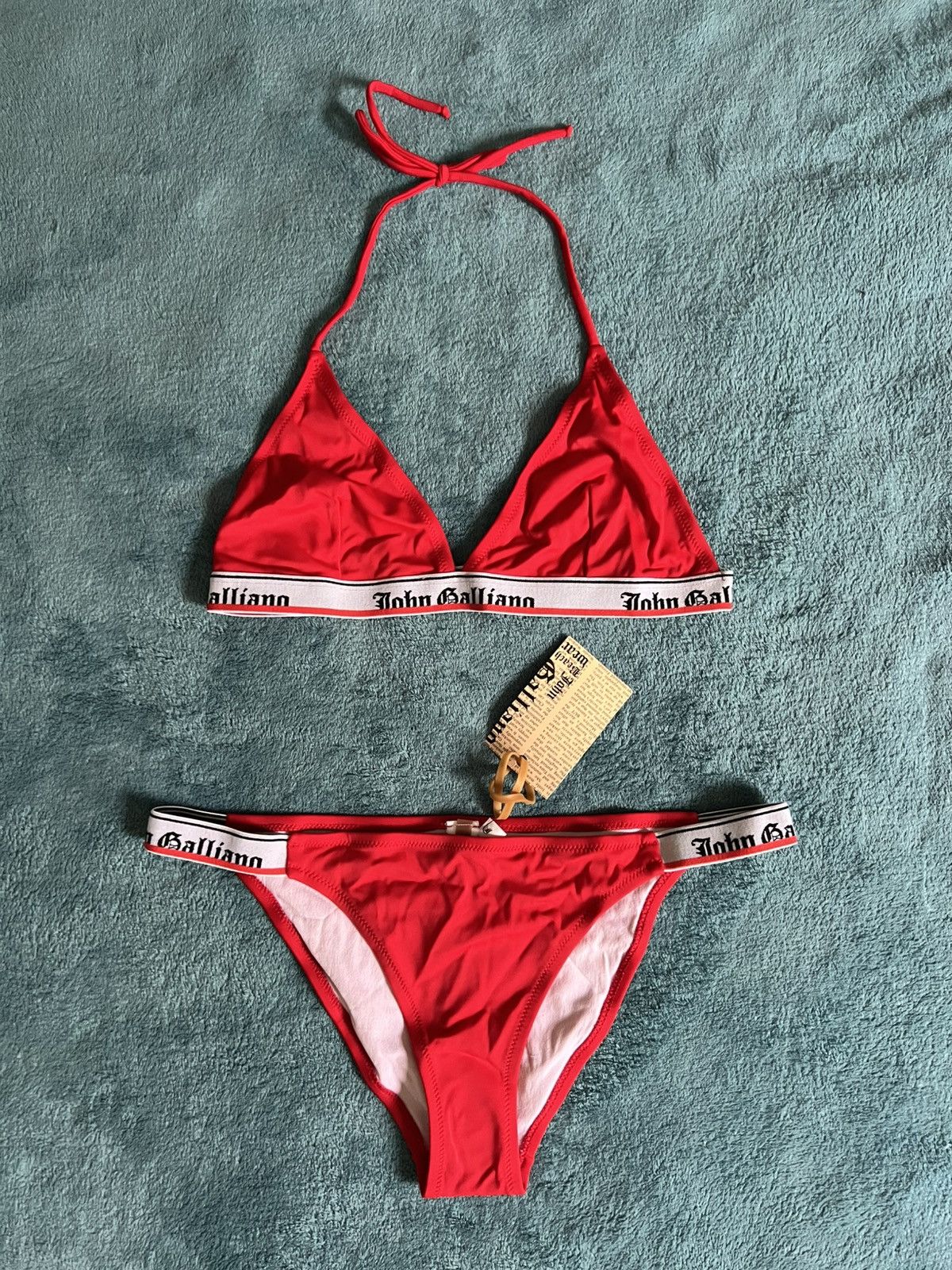 John Galliano John Galliano Logo red Bikini y2k – New with Tags Size L / US 10 / IT 46 - 2 Thumbnail