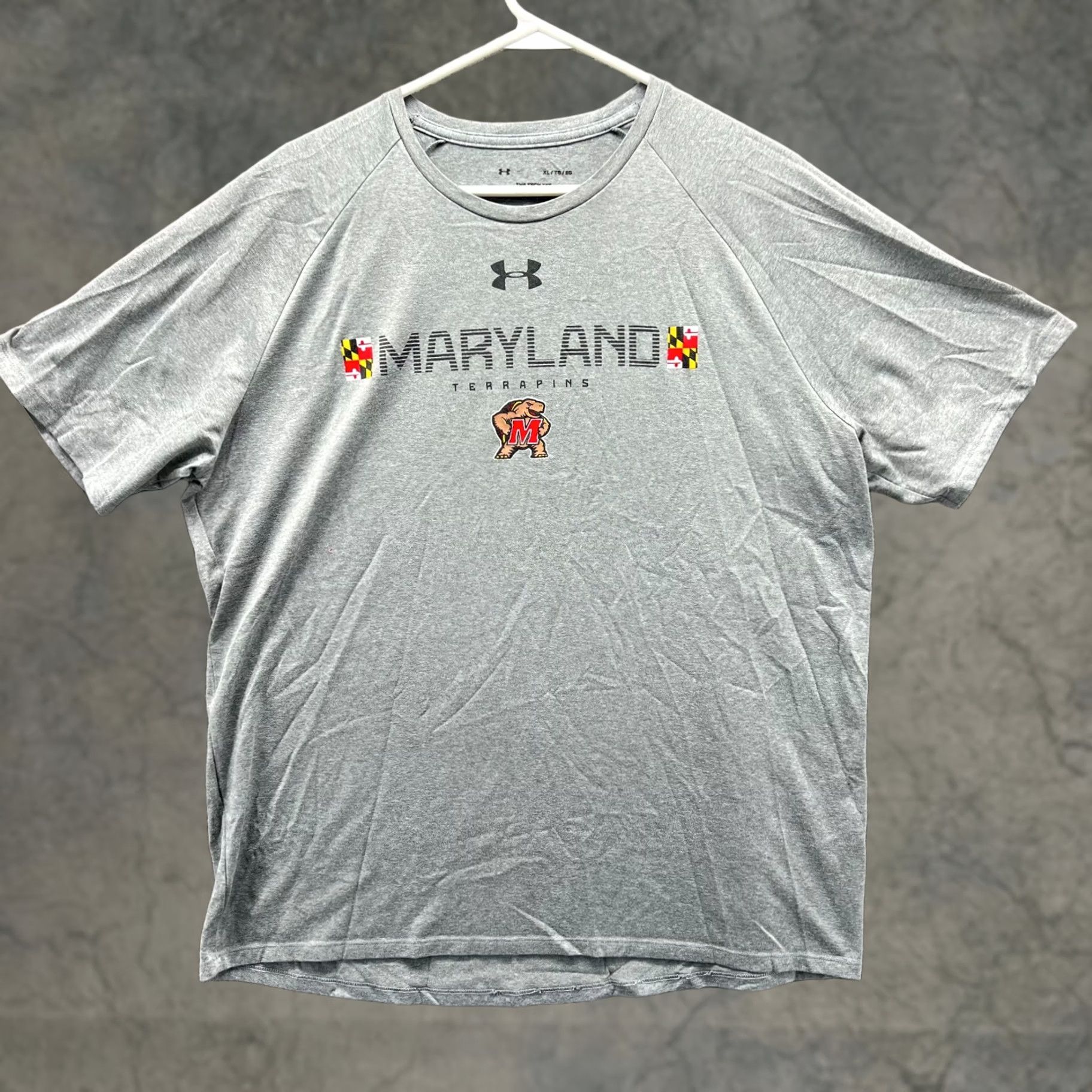 Under Armour VINTAGE Under armour Shirt Mens XL Gray Crewneck Tech Tee Maryland Terrapins Football Size US XL / EU 56 / 4 - 1 Thumbnail