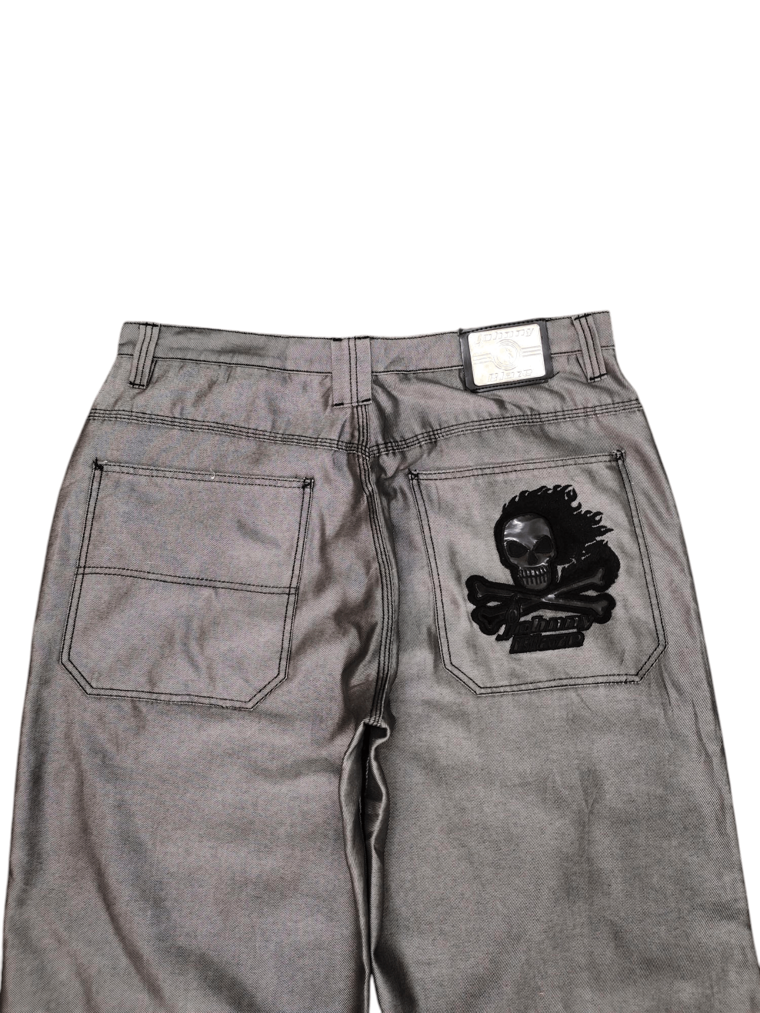 Vintage Vintage Y2k Johnny Blaze Skull Fire Embroidered Baggy Jeans Size US 38 / EU 54 - 1 Thumbnail