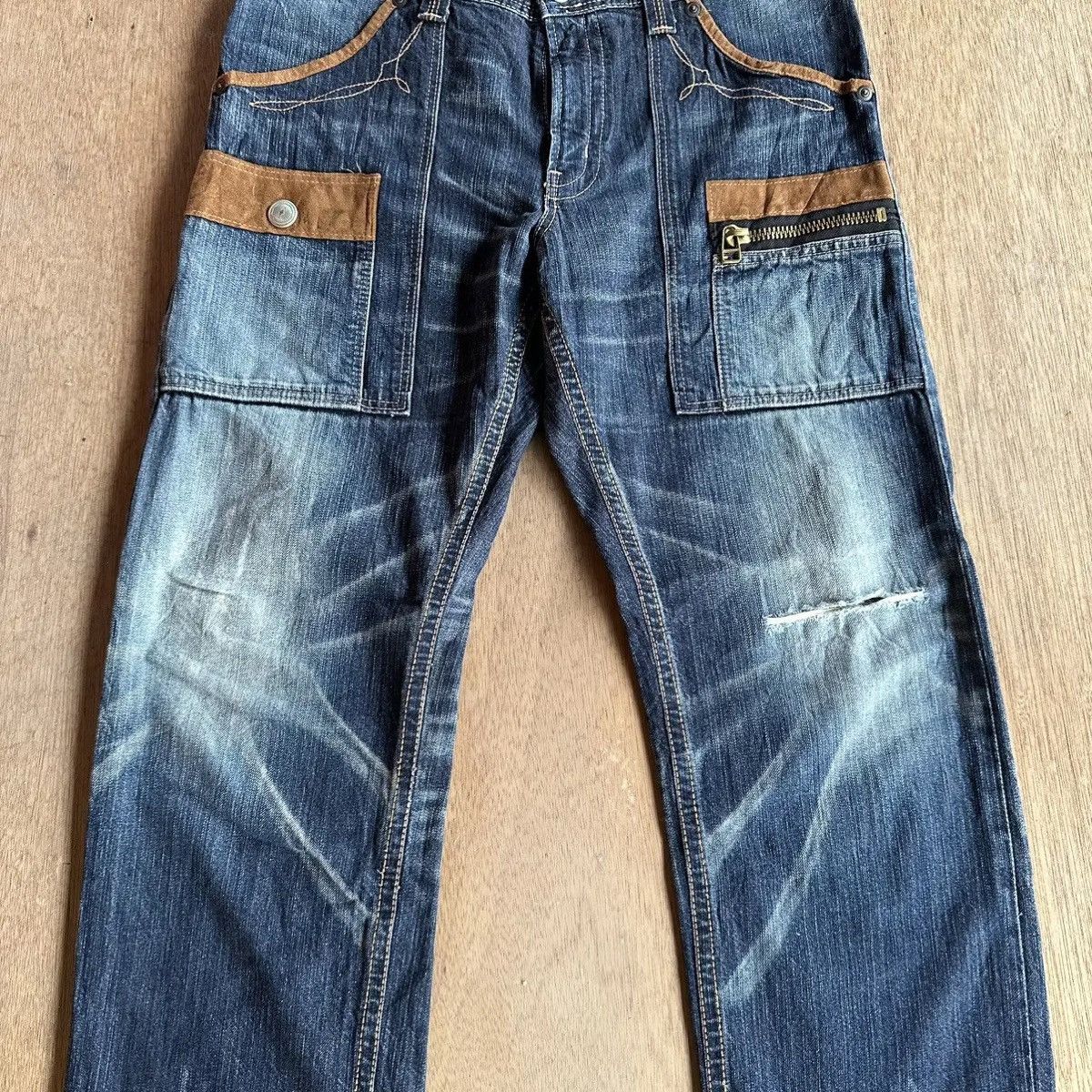 Japanese Brand STEALS🔥DISTRESSED DENIM VINTAGE EDWIN JEAN NICE FADING PANT Size US 34 / EU 50 - 2 Thumbnail