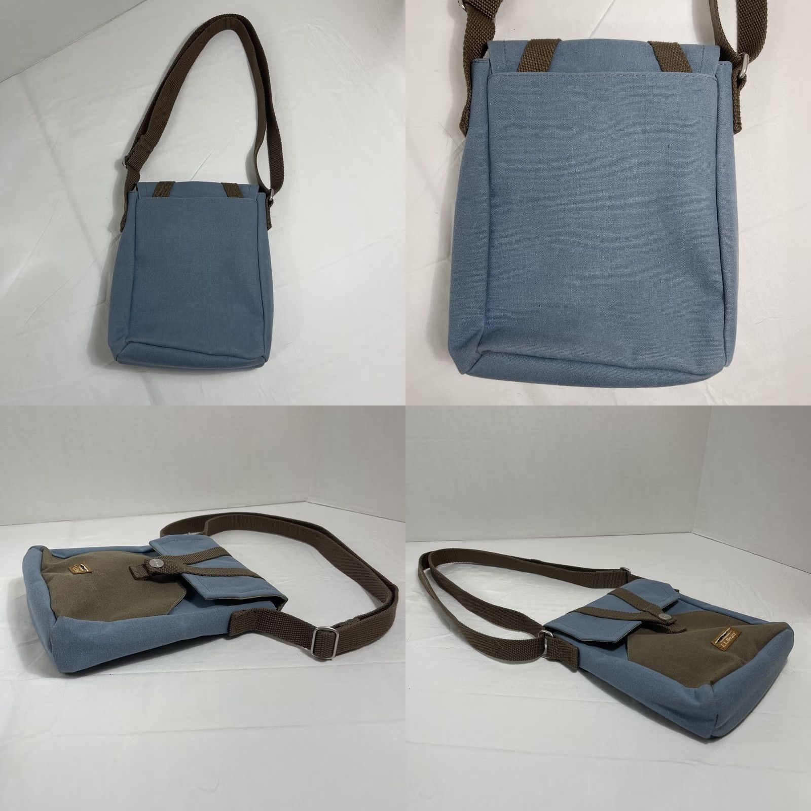 Vintage L.L. Bean Unisex Bag Crossbody Travel Canvas Blue Brown 509627 Pouch Utility Small" Size ONE SIZE - 9 Thumbnail